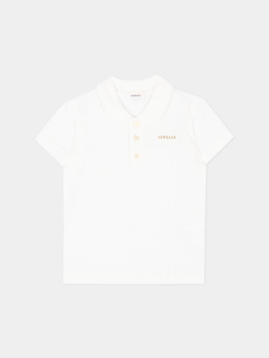 Polo bianca per neonato con logo,Versace,1025178 1A18165 2WO30