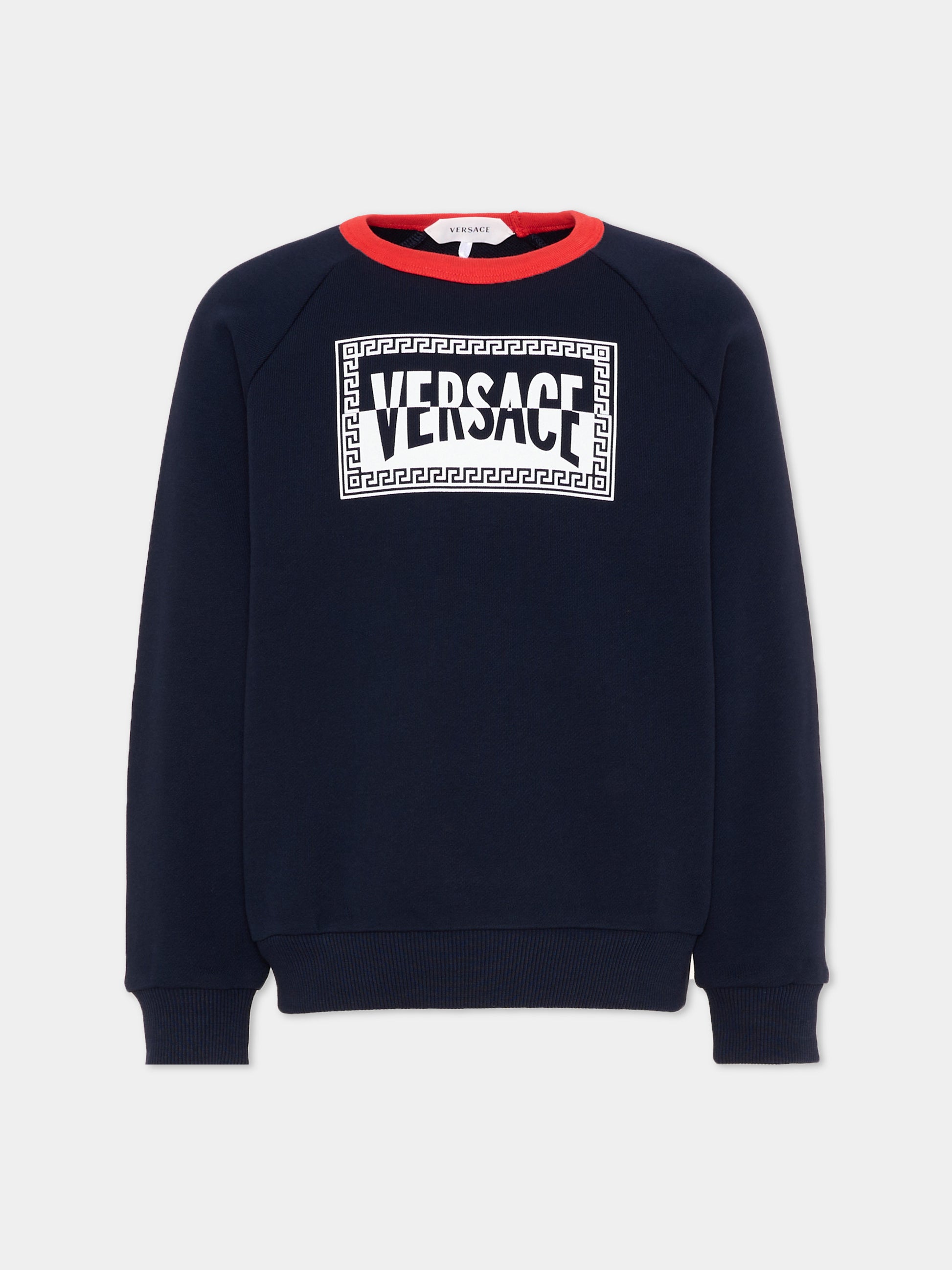 Felpa blu per bambini con logo,Versace,1024951 1A16973 6UG90
