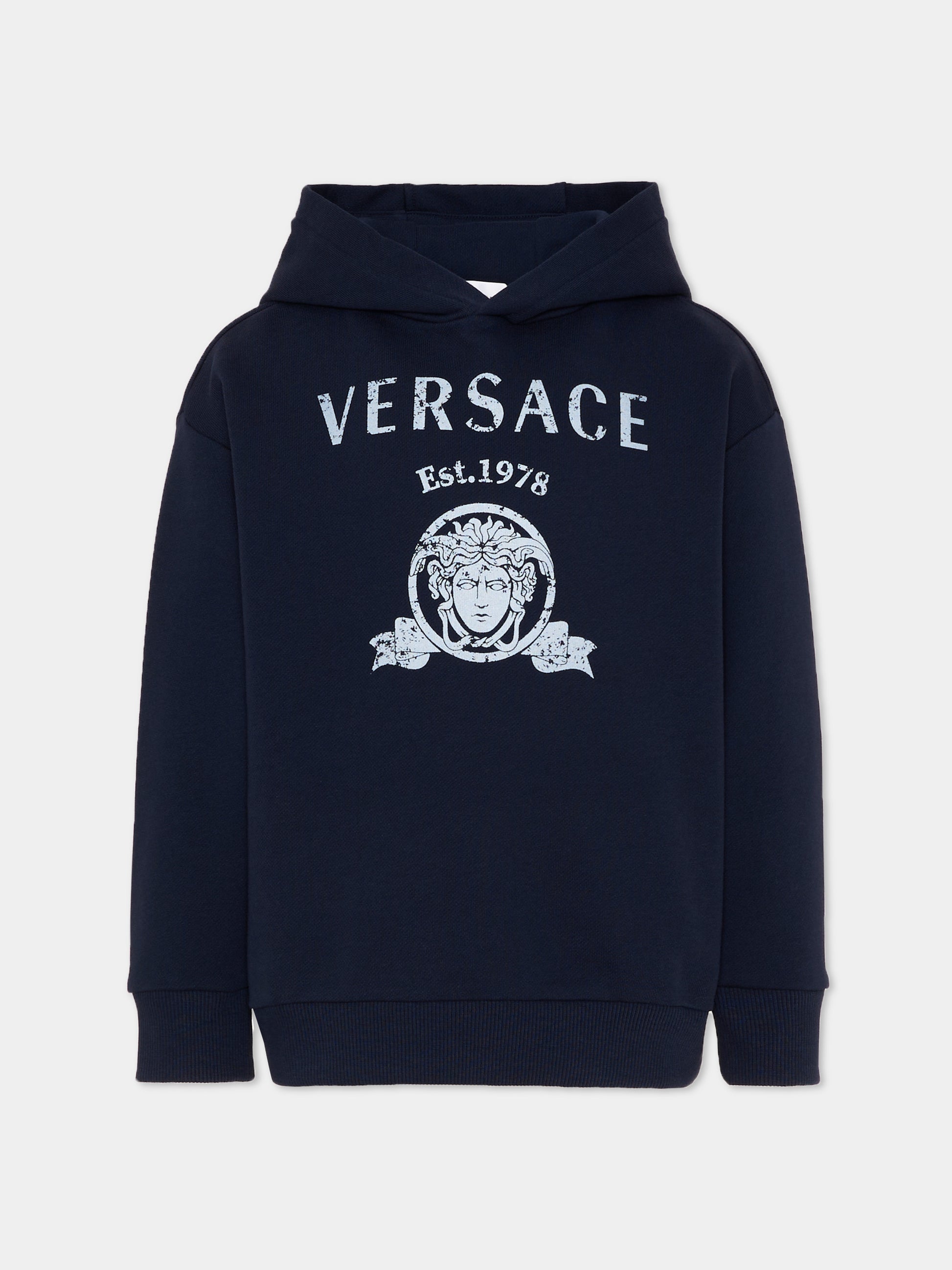 Felpa blu per bambini con logo,Versace,1024950 1A18126 2U4K0