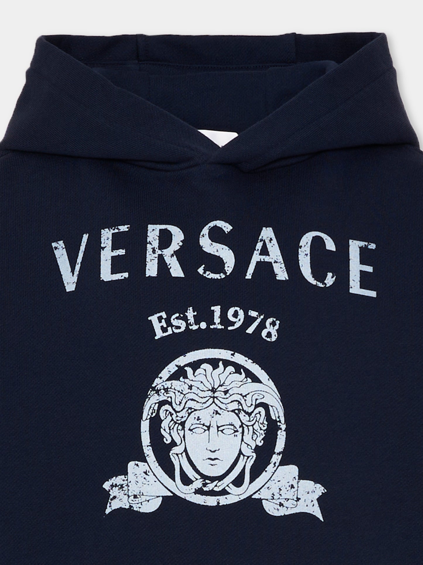 Felpa blu per bambini con logo,Versace,1024950 1A18126 2U4K0