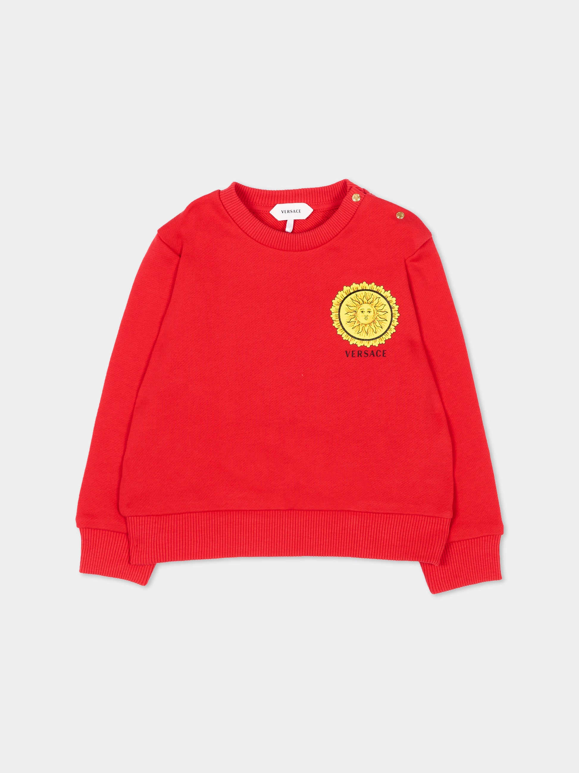Felpa rossa  per neonati con logo,Versace,1025164 1A18245 6R710