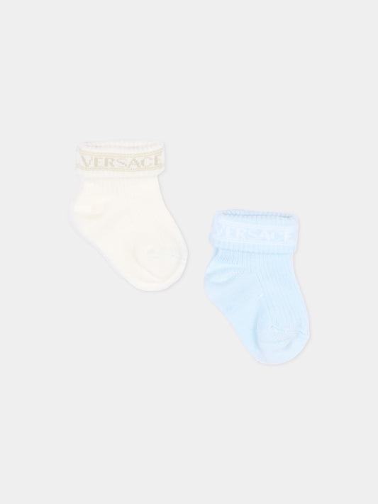 Calzini multicolor per neonato con logo,Versace,1022527 1A18061 6WN40