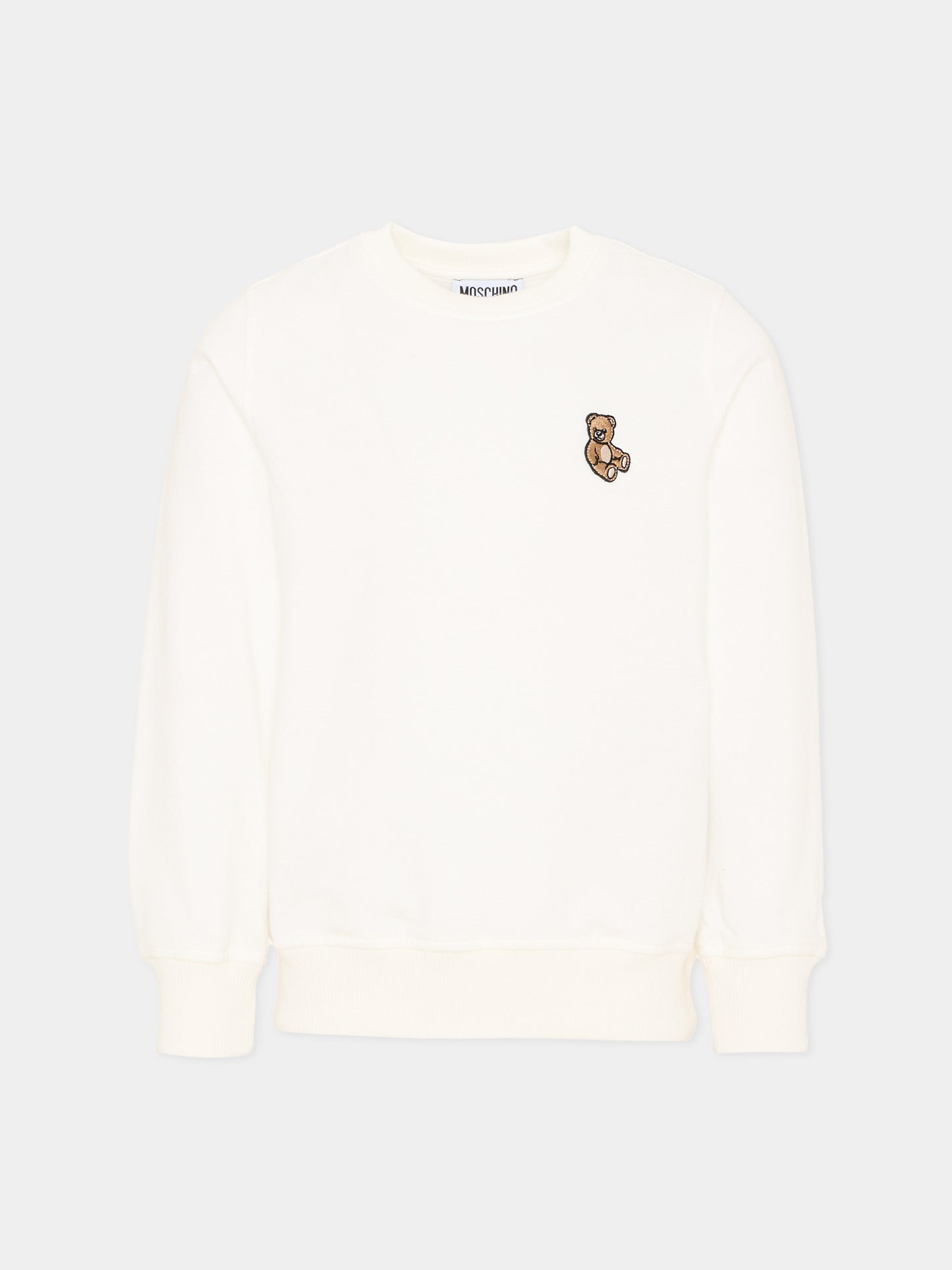 Felpa avorio per bambini con teddy bear,Moschino Kids,HRF08V LCA40 10063