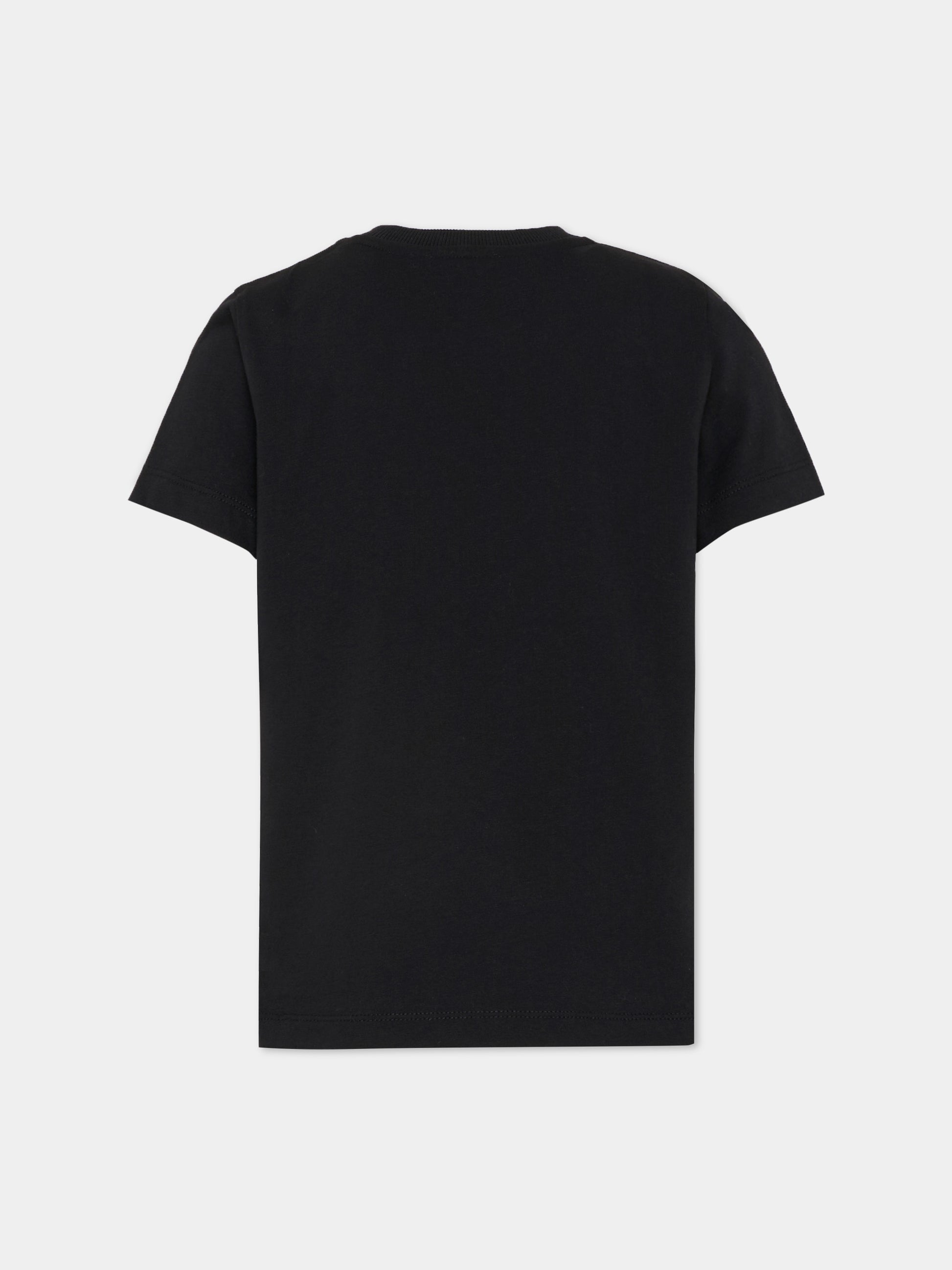 T-shirt nera per bambini con logo,Moschino Kids,HUM05I LAA10 60100