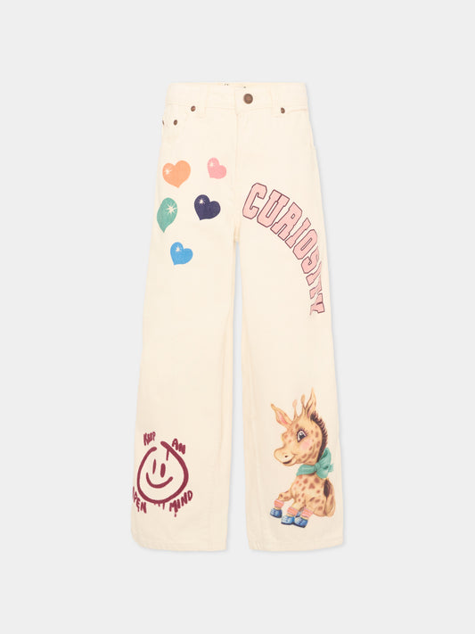 Jeans avorio Aiden per bambina con gattino,Molo,2W26I108 2444