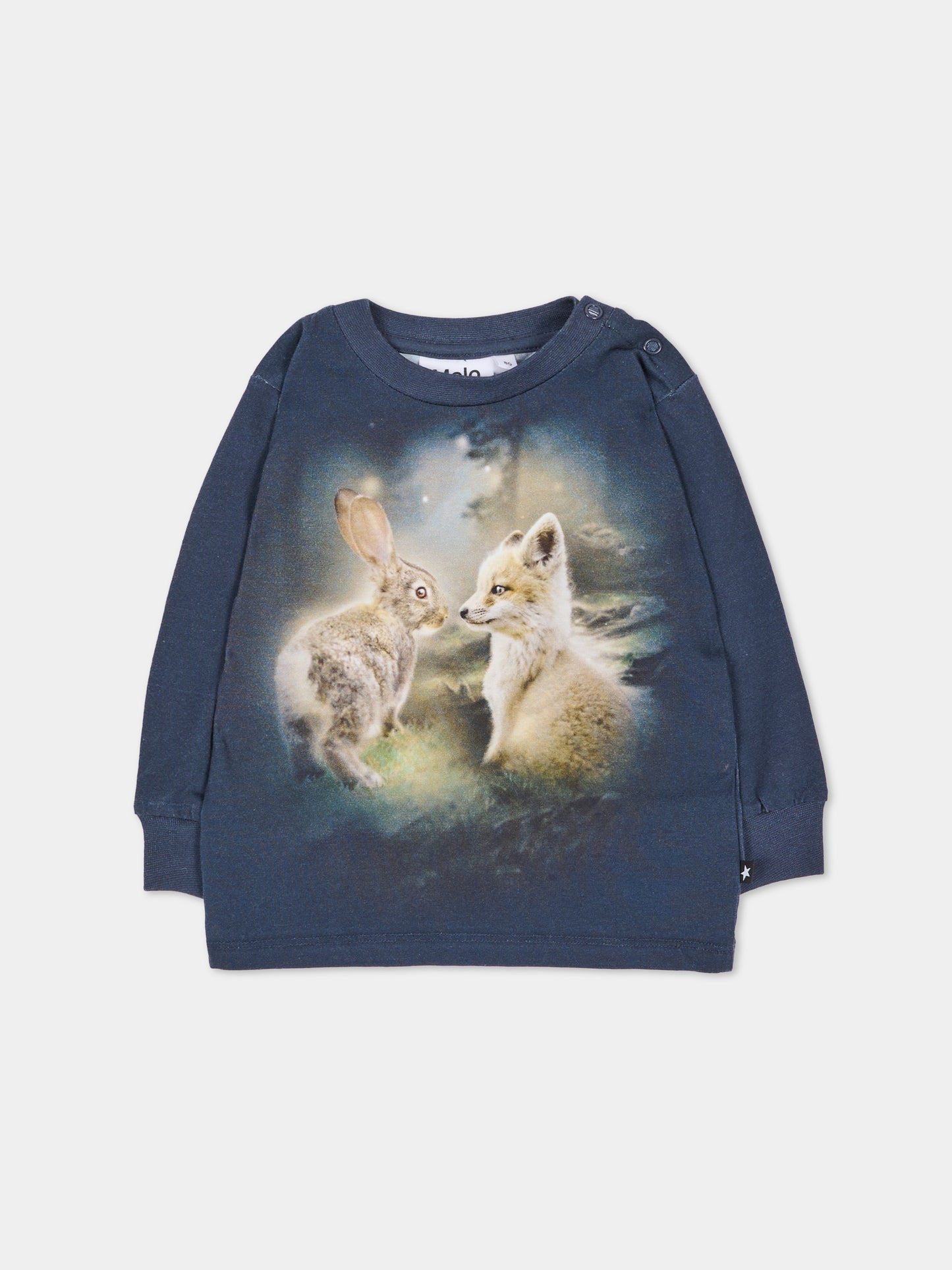 T-shirt a manica lunga blu Eloy con stampa,Molo,6W26A403 9922