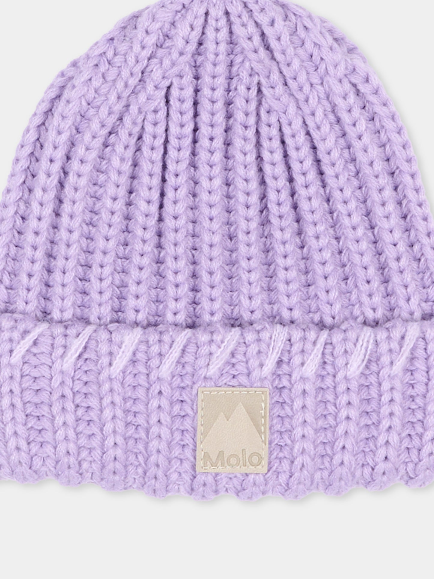Berretto  in maglia lilla karina per bambina con logo,Molo,7W26S311 5717