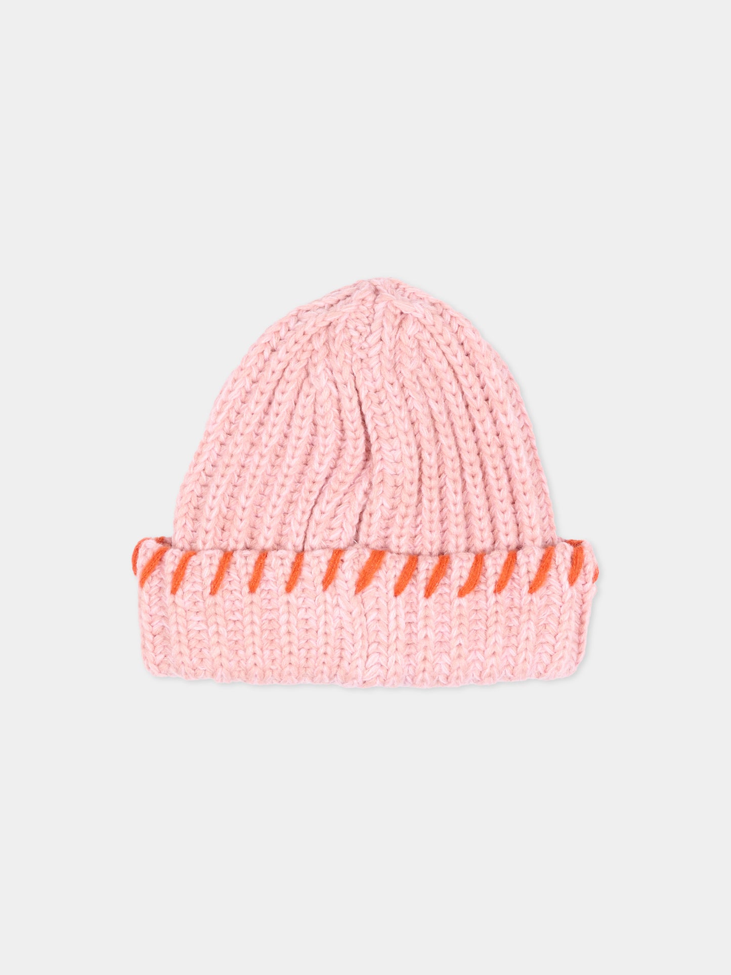 Berretto in maglia rosa karina per bambina con logo,Molo,7W26S311 8882