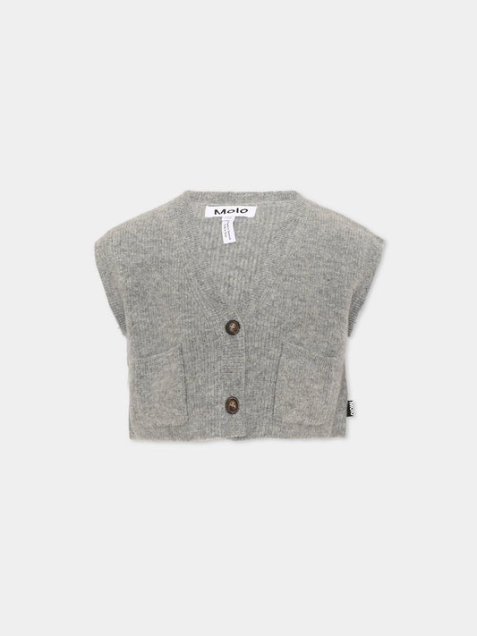 Maglia gilet grigia Gianni per bambini,Molo,2W26K101 1046