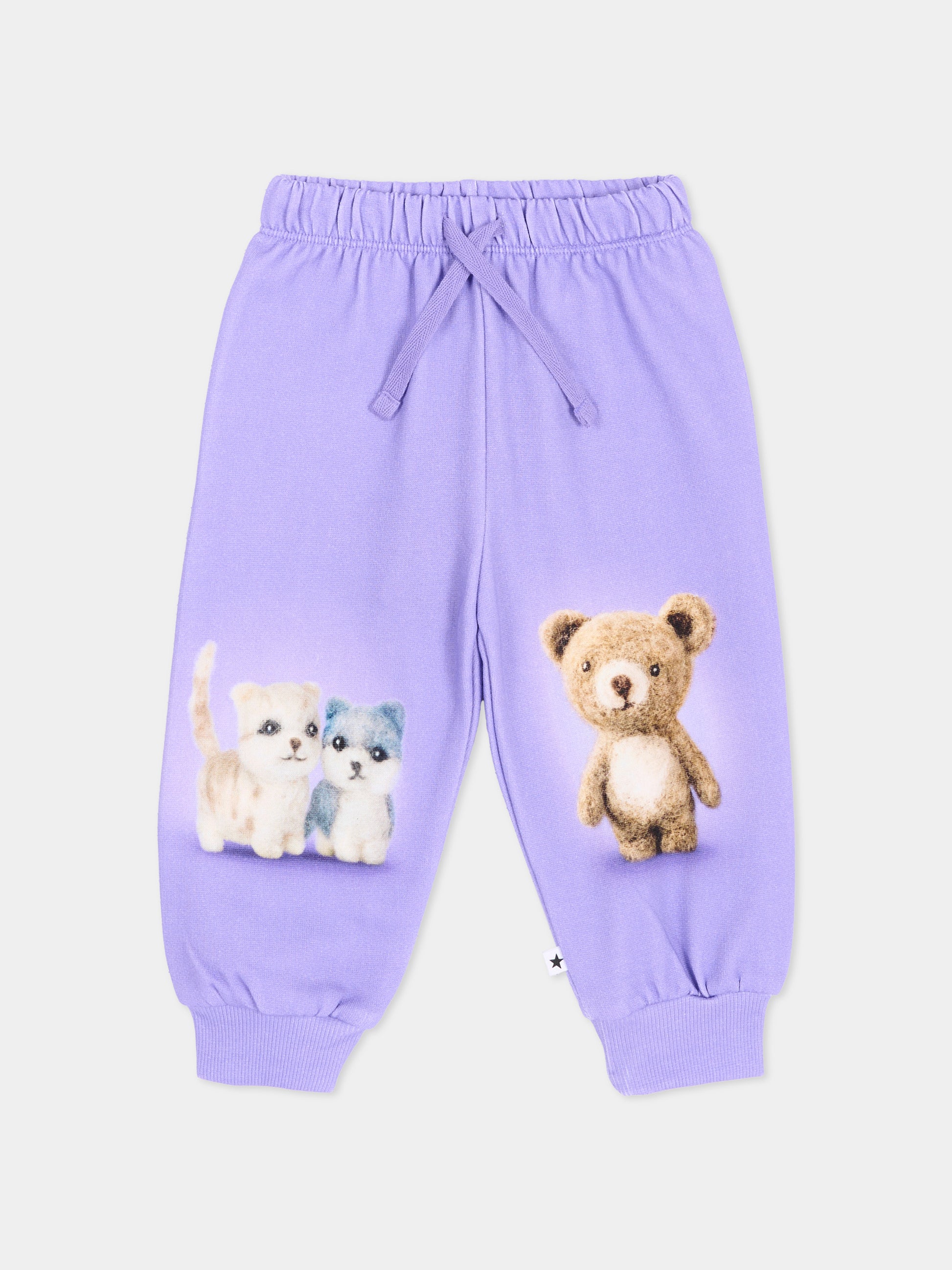 Pantaloni lilla Simeon per neonata con cuccioli,Molo,4W26I201 5783