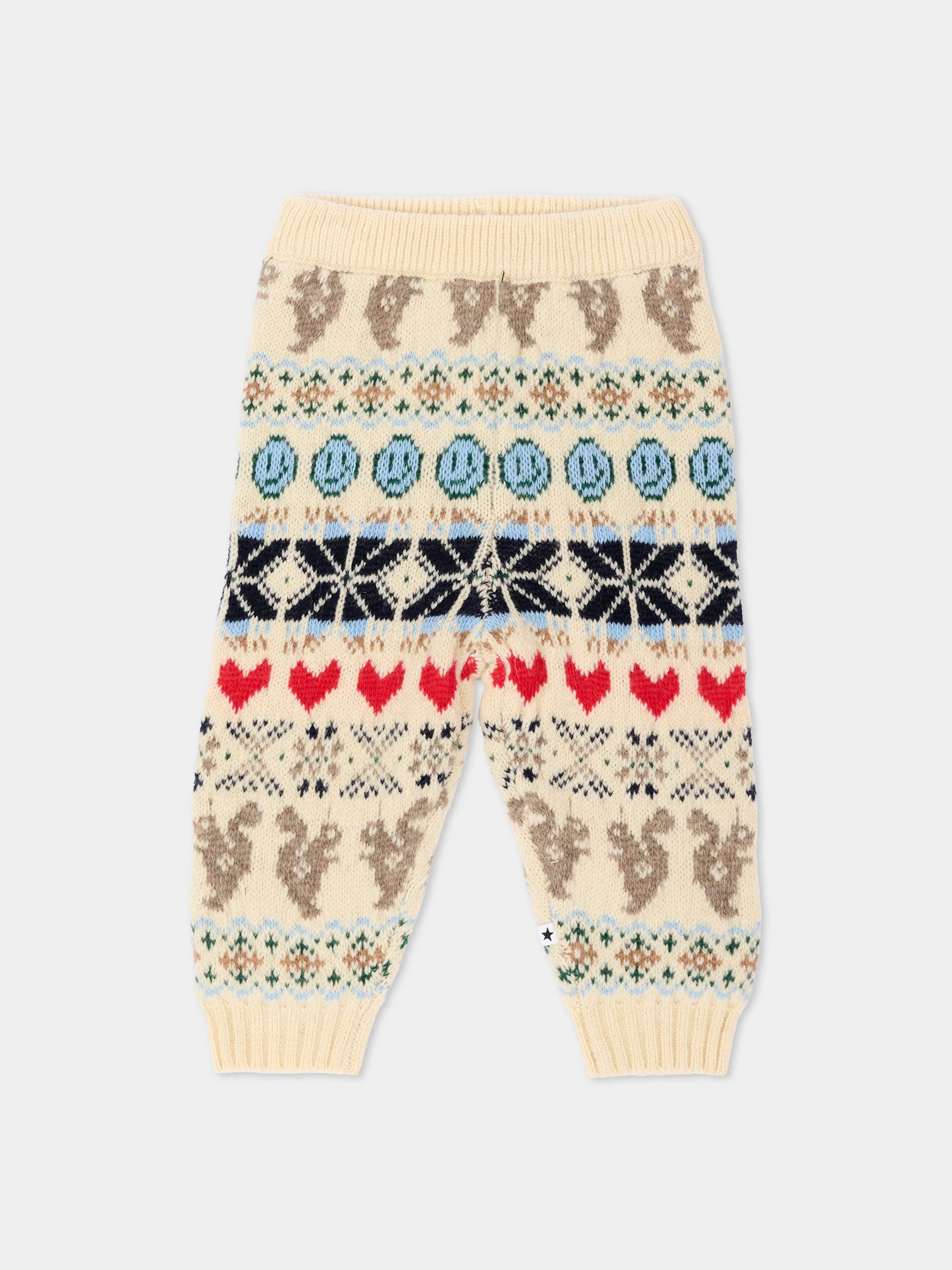 Pantalone avorio Sol per neonati jacquard,Molo,6W26I223 9788