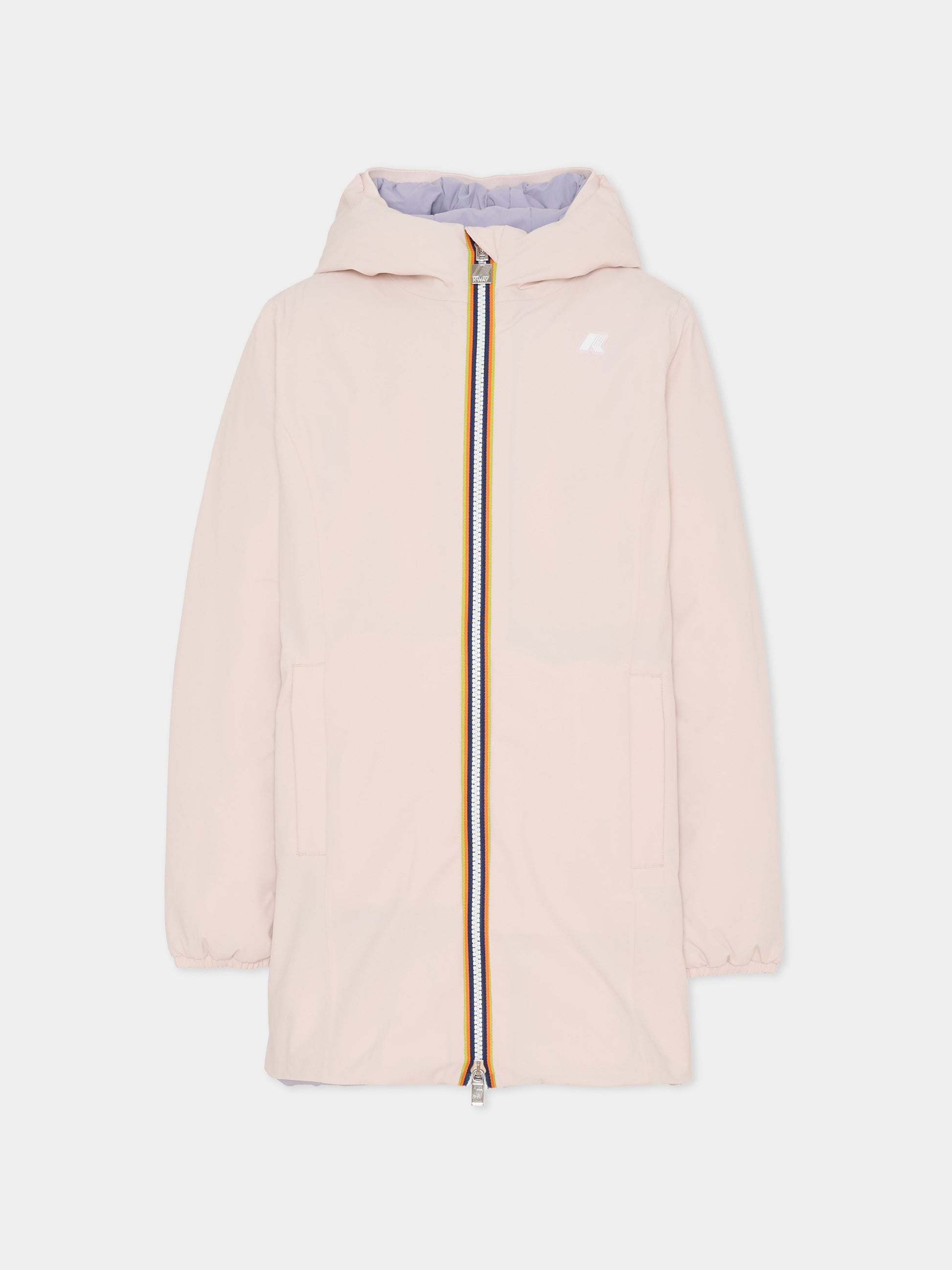 Piumino reversibile P. Denise St Warm rosa per bambina con logo,K-way,K11517W BBO