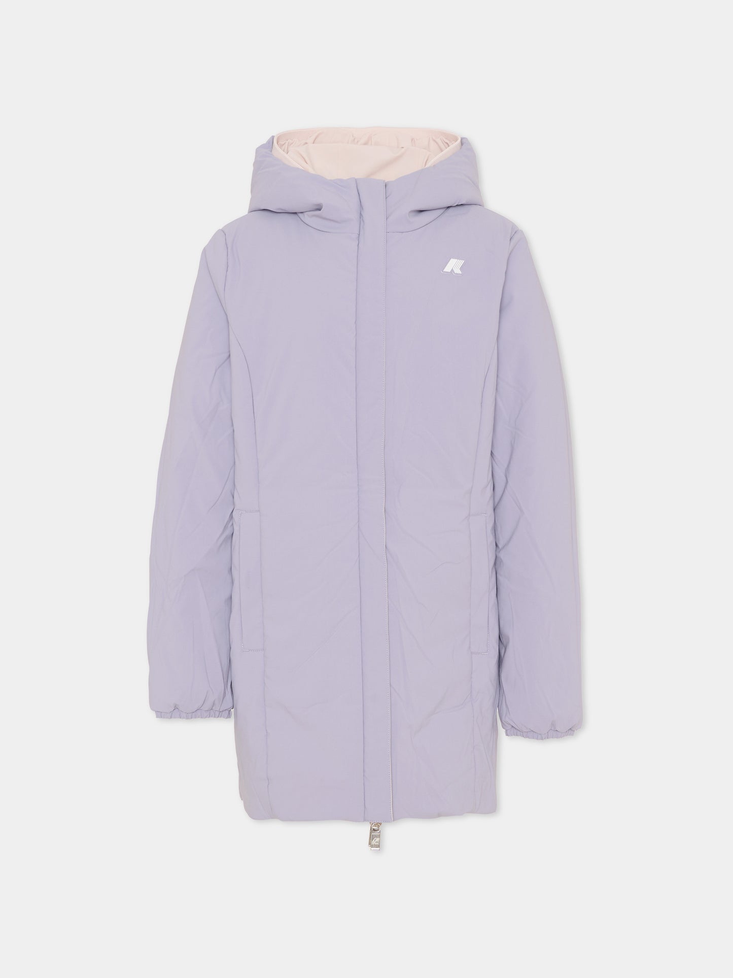 Piumino reversibile P. Denise St Warm rosa per bambina con logo,K-way,K11517W BBO