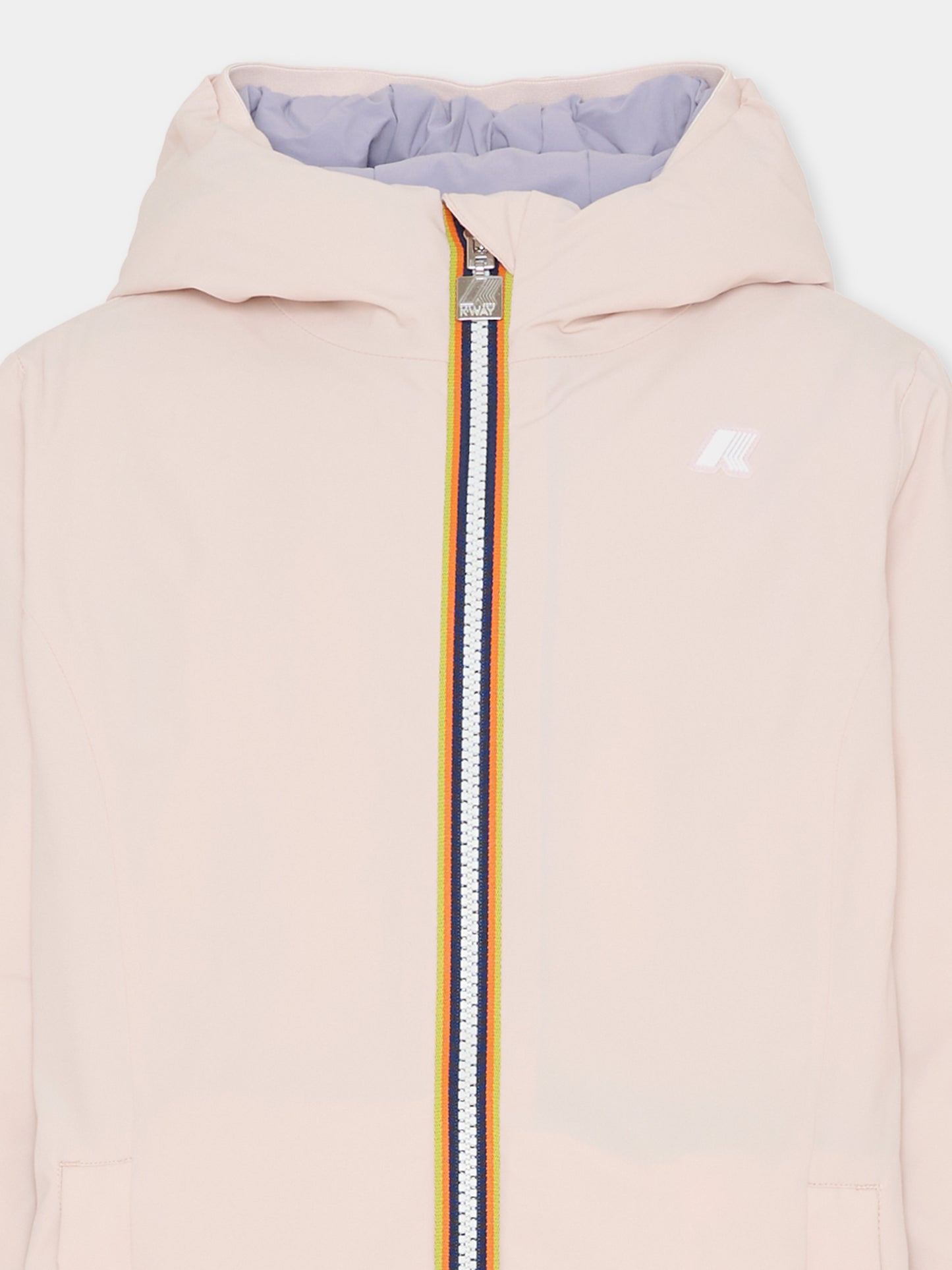 Piumino reversibile P. Denise St Warm rosa per bambina con logo,K-way,K11517W BBO