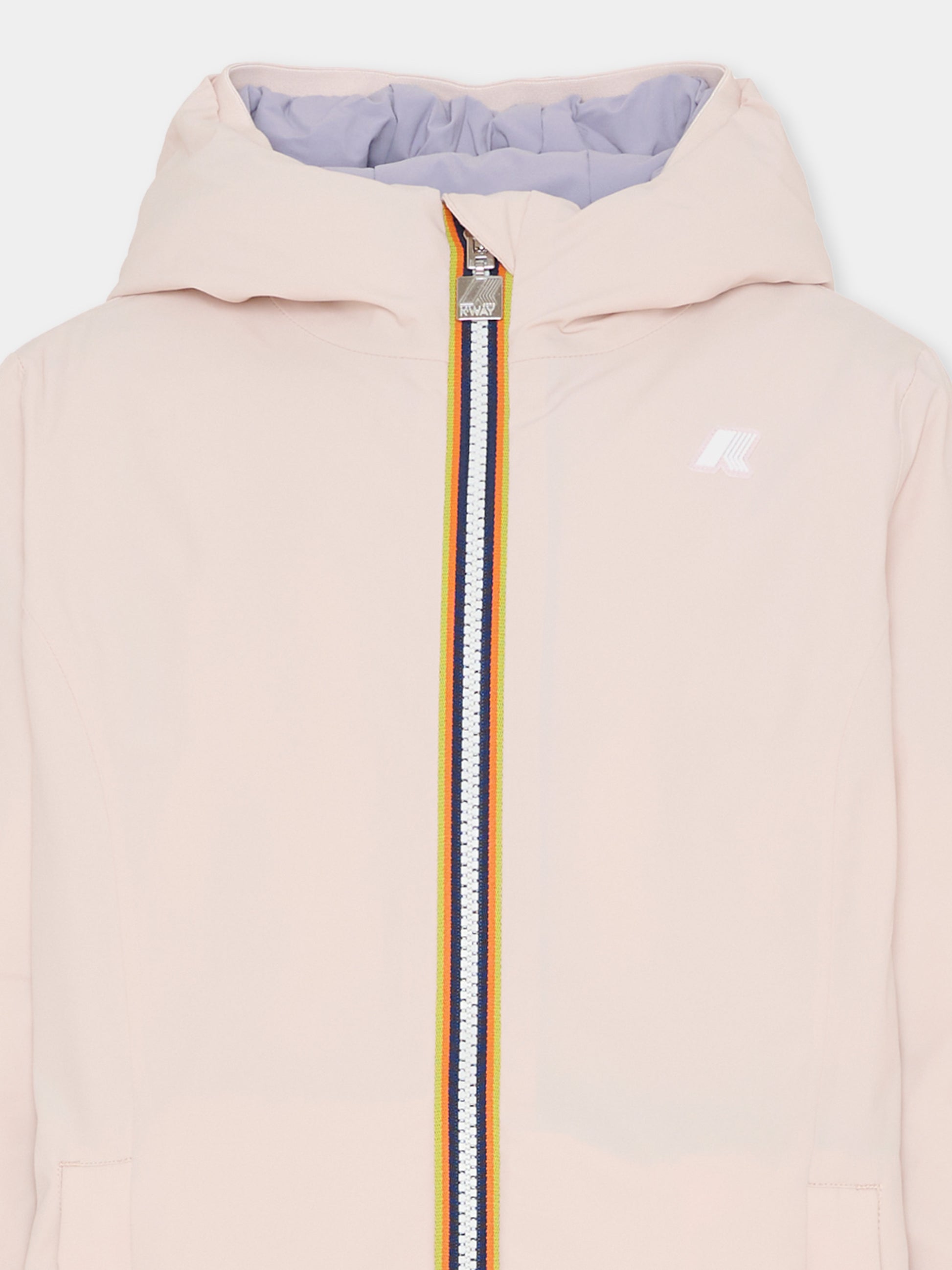 Piumino reversibile P. Denise St Warm rosa per bambina con logo,K-way,K11517W BBO