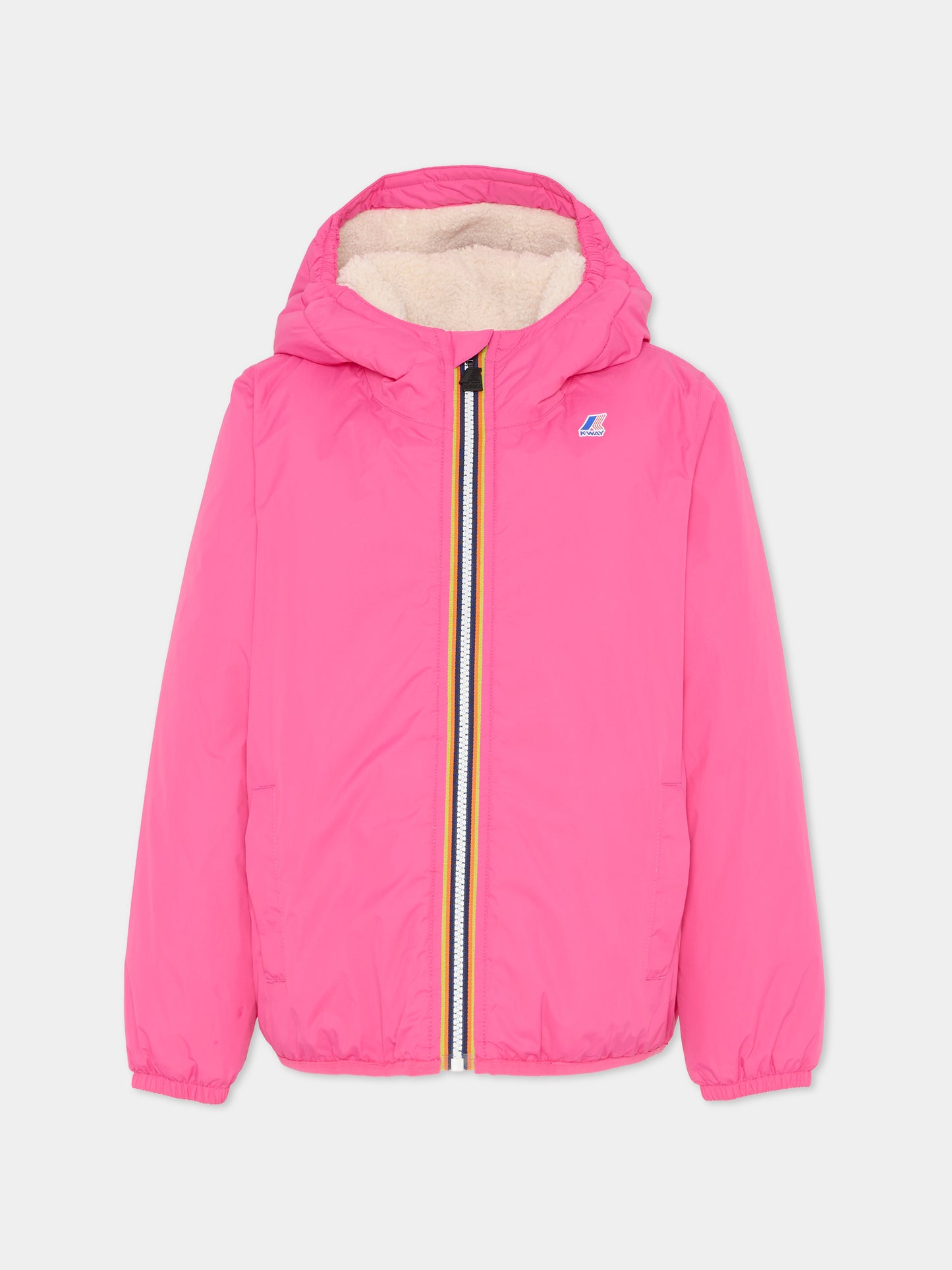 Piumino fucsia Le Vrai 4.0 Claude Orsetto per bambina con logo,K-way,K7142TW Z11