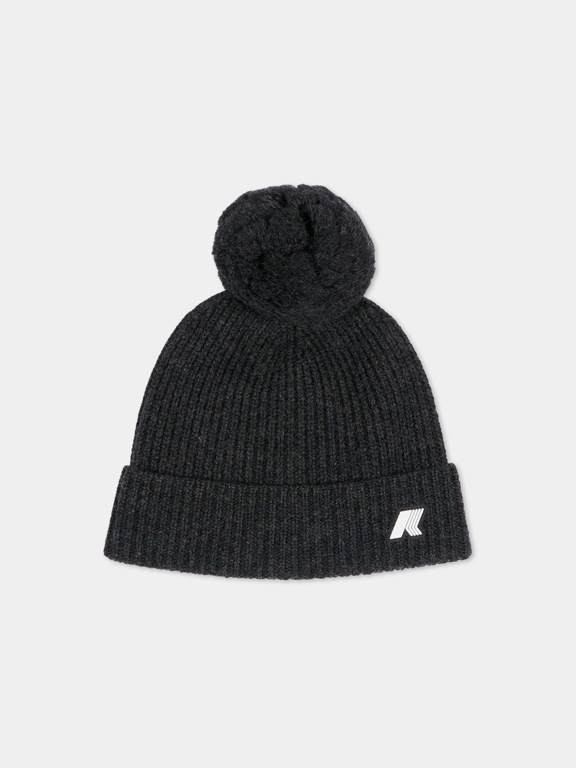 Berretto nero per bambini con logo,K-way,K31359W AZ3