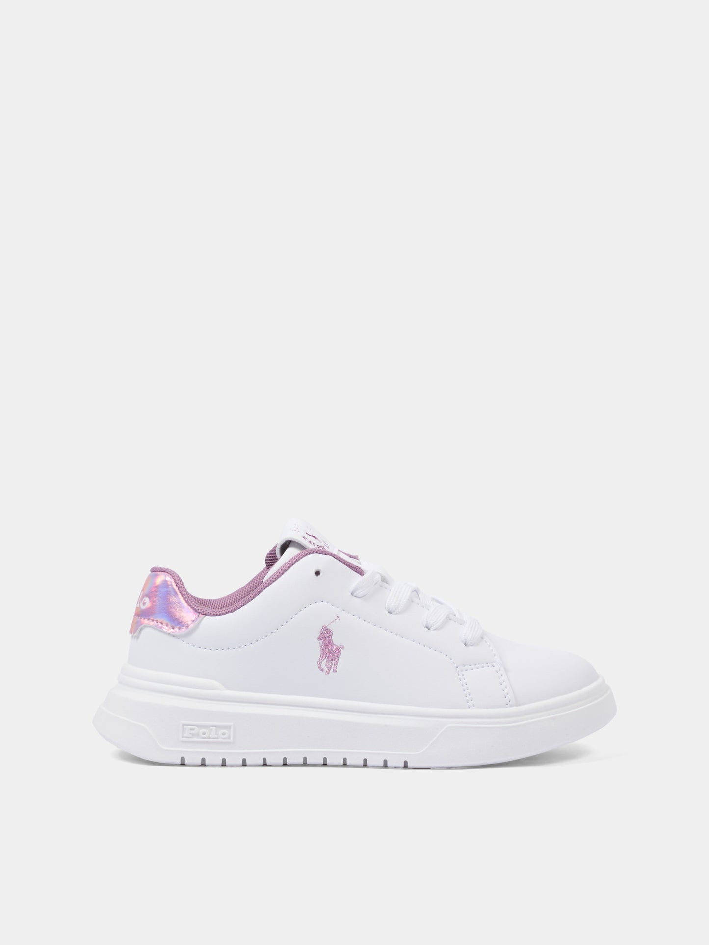 Sneakers bianche per bambina con Polo Pony,Ralph Lauren Kids,RL03844110