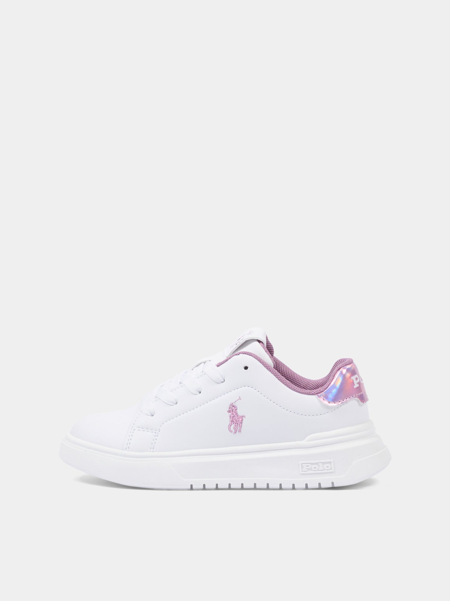 Sneakers bianche per bambina con Polo Pony,Ralph Lauren Kids,RL03844110