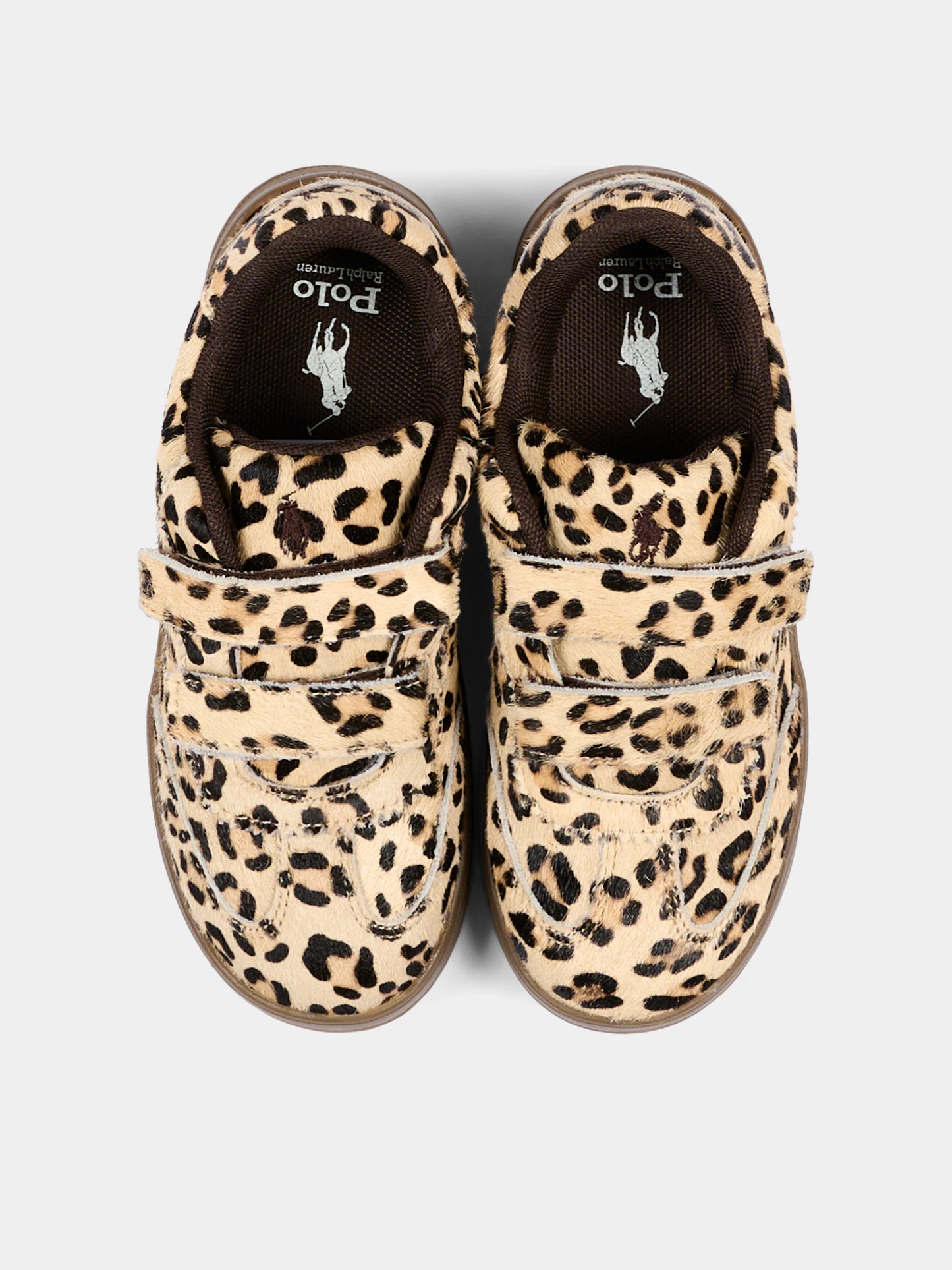 Sneakers marroni per bambina animalier,Ralph Lauren Kids,RL05864202