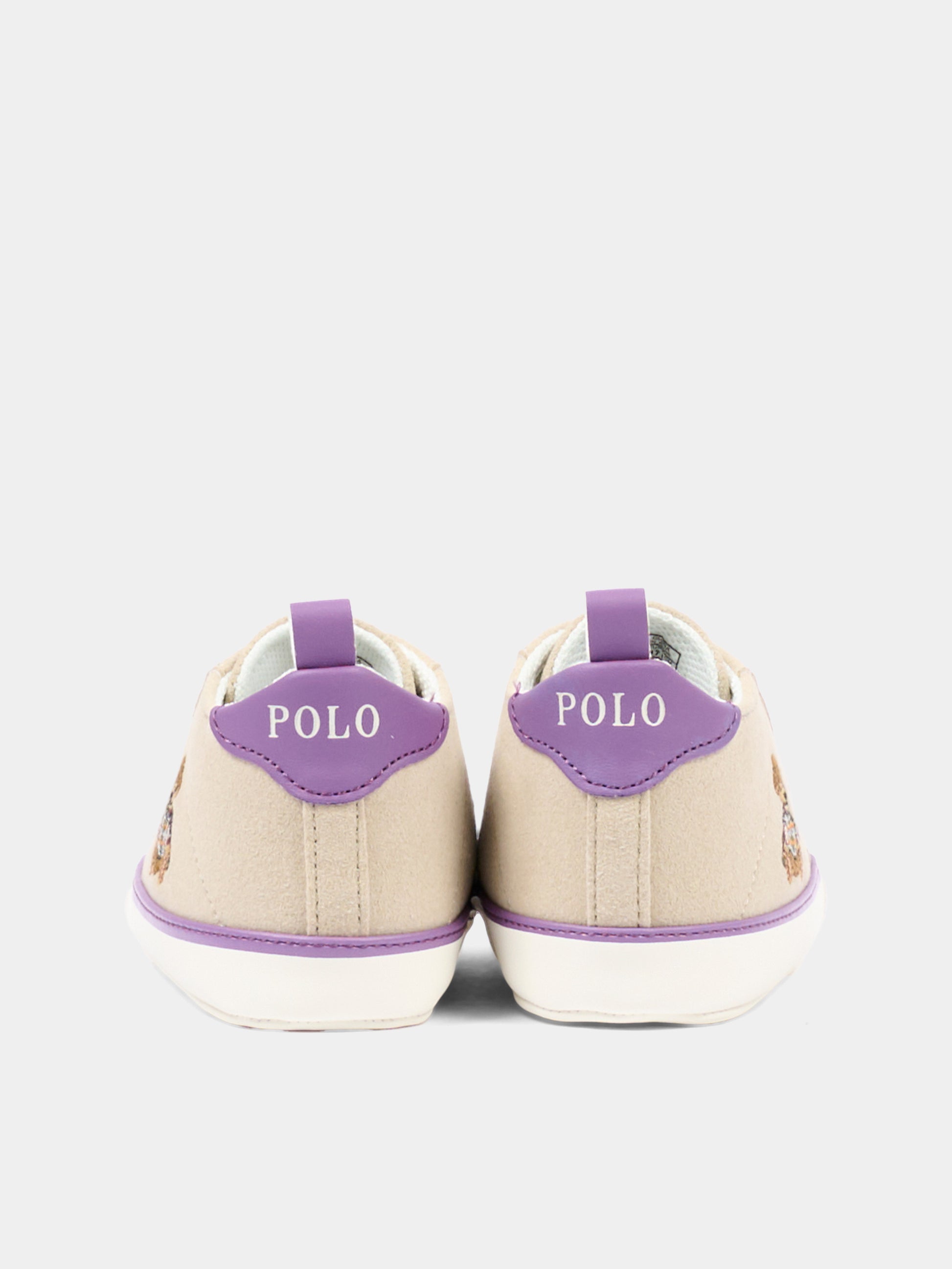 Sneakers beige per neonata con Polo Bear,Ralph Lauren Kids,RL06198256