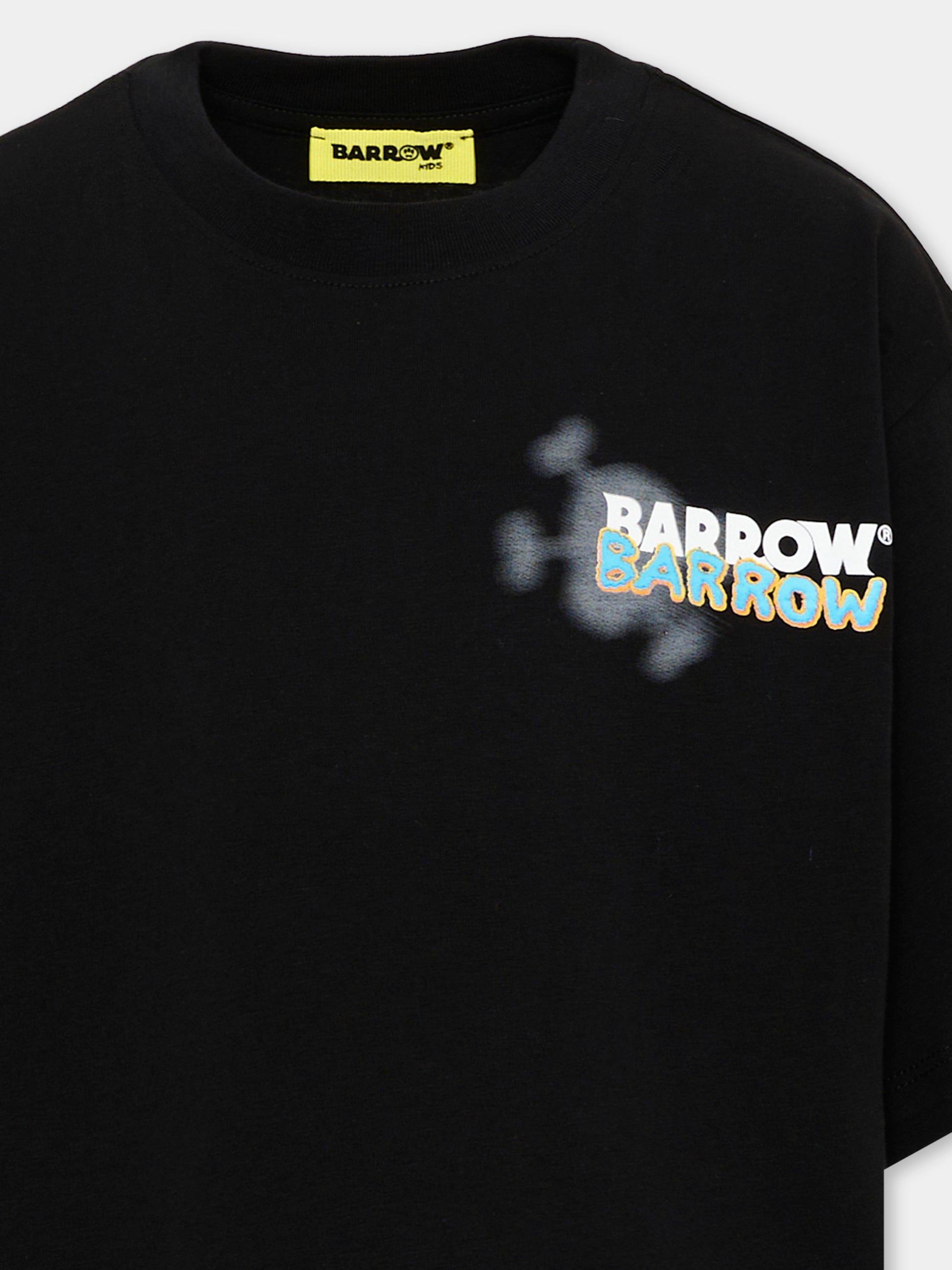 T-Shirt nera per bambino con logo,Barrow,F6BKJBTH066 110