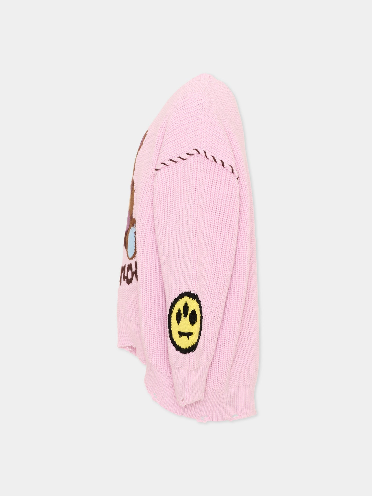 Vestito a manica lunga rosa con ricamo,Barrow,F6BKJGKD041 409