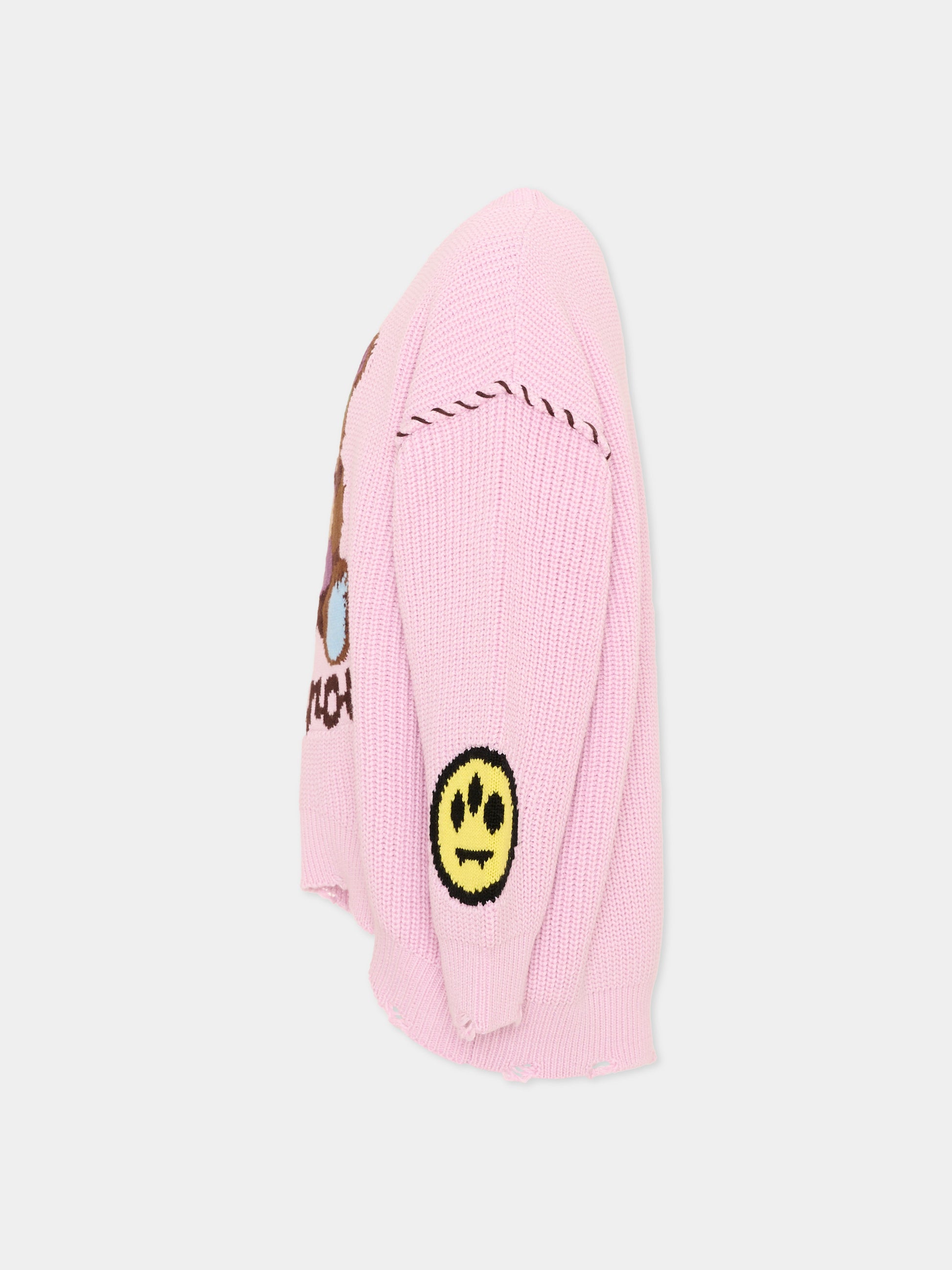 Vestito a manica lunga rosa con ricamo,Barrow,F6BKJGKD041 409