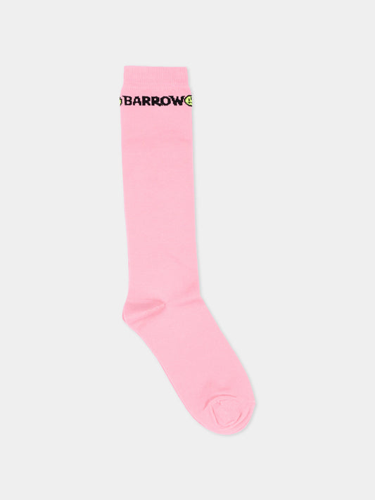 Calza spugna rosa per bambina con logo,Barrow,F6BKJGSO096 409