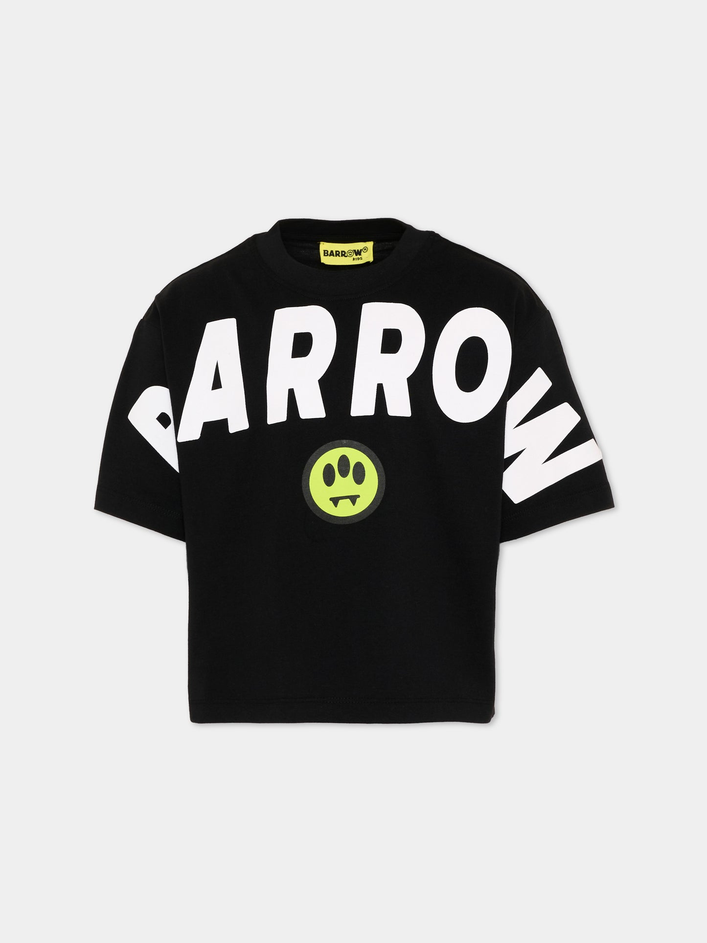 T-shirt nera per bambina con logo,Barrow,F6BKJGTH011 110
