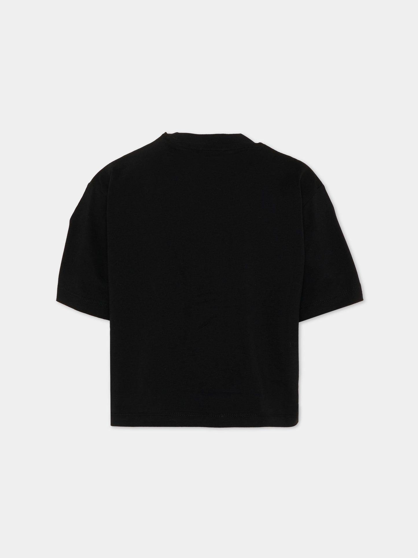 T-shirt nera per bambina con logo,Barrow,F6BKJGTH011 110