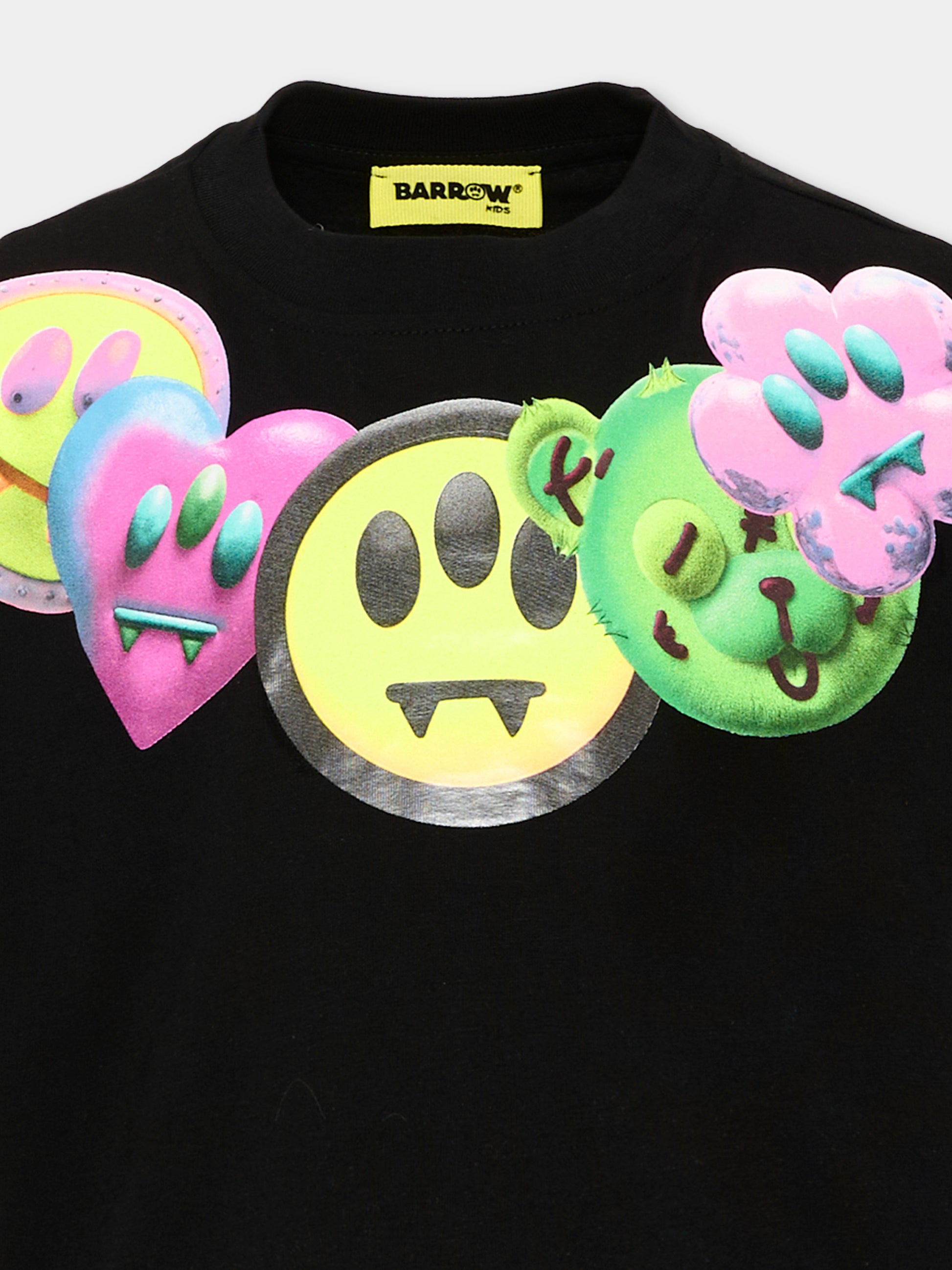 T-Shirt nera per bambina con smile,Barrow,F6BKJGTH172 110