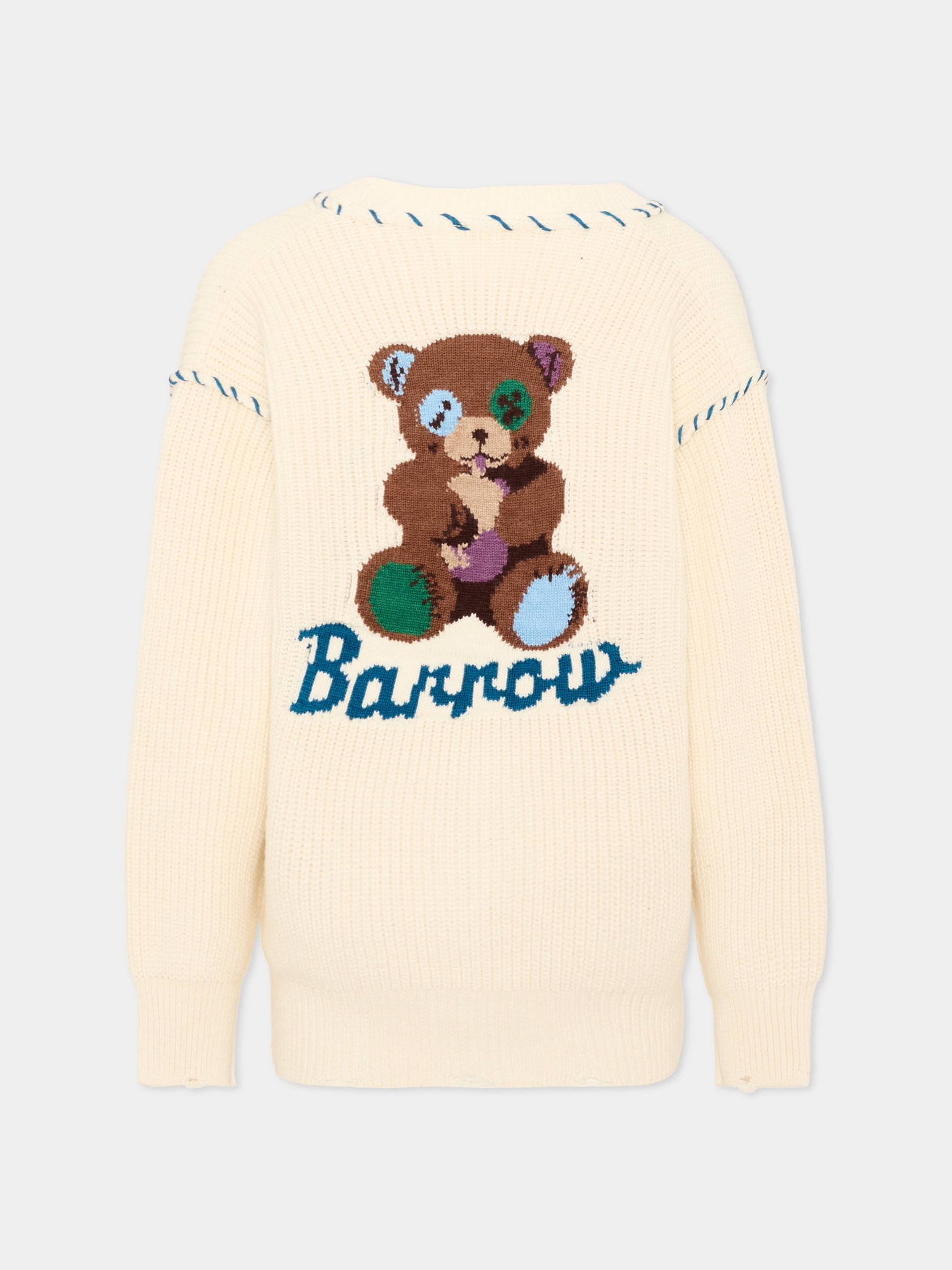 Cardigan avorio per bambini con ricamo,Barrow,F6BKJUCA042 013