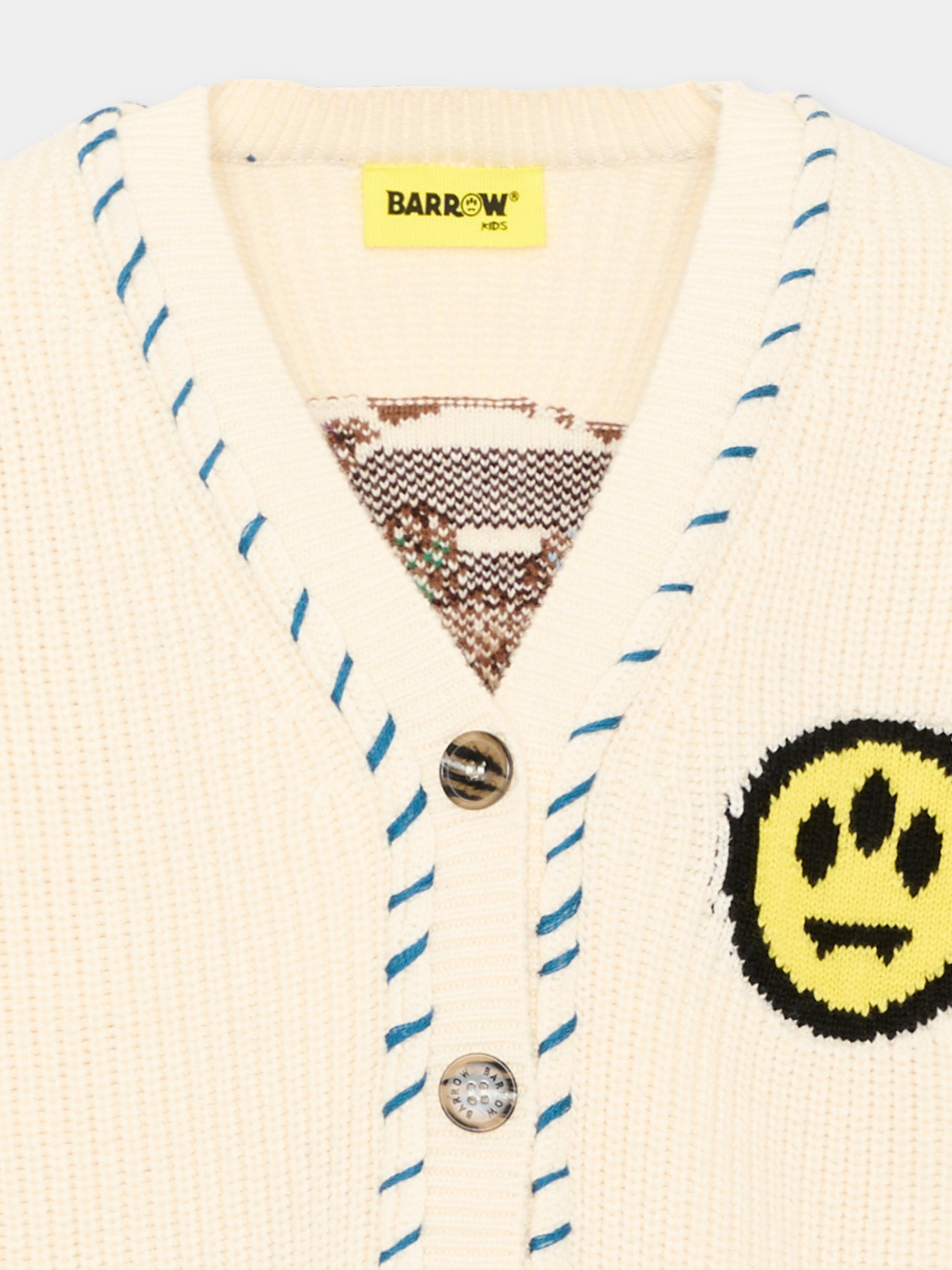 Cardigan avorio per bambini con ricamo,Barrow,F6BKJUCA042 013