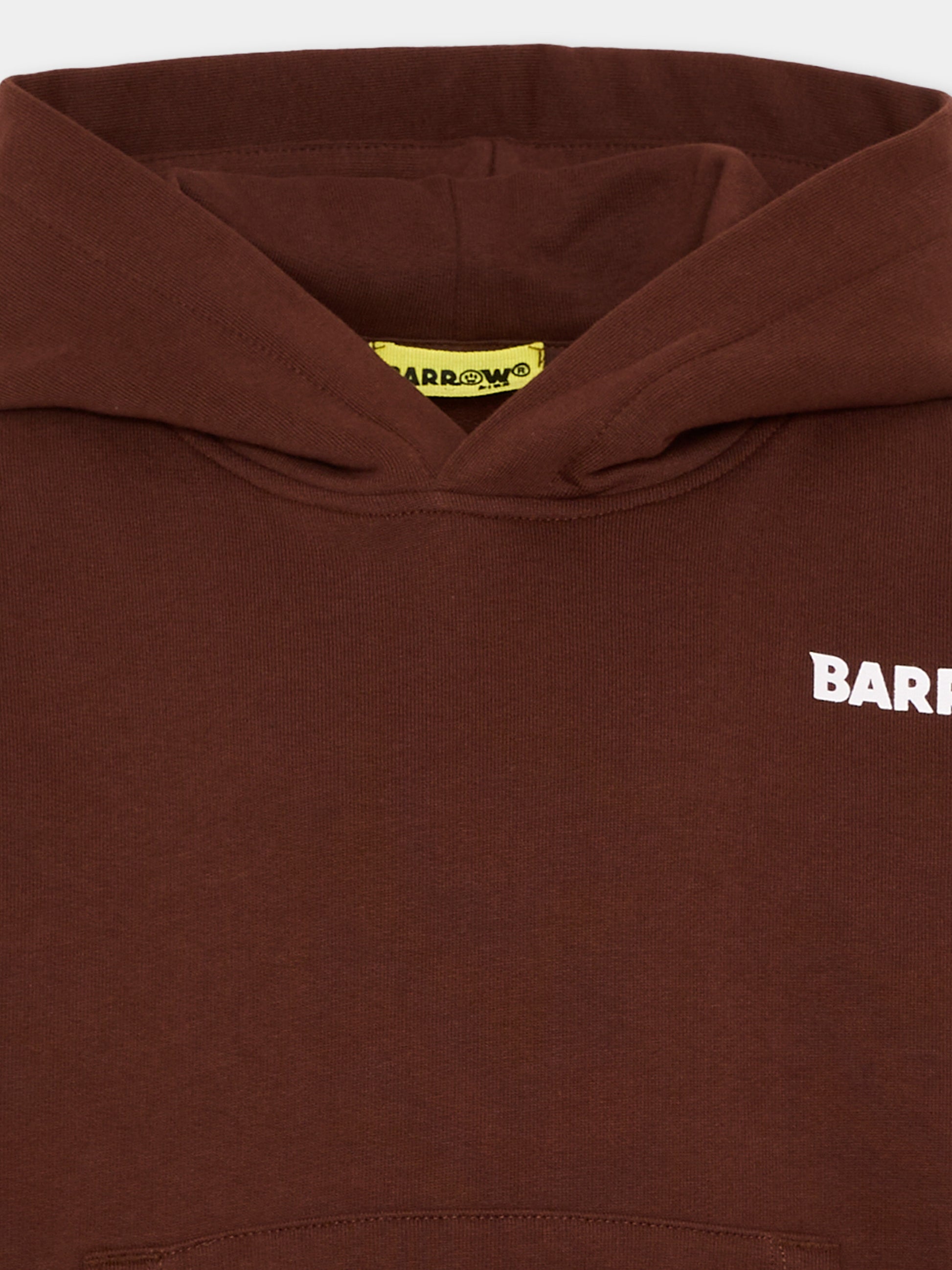 Felpa con cappuccio marrone con logo,Barrow,F6BKJUHS015 408