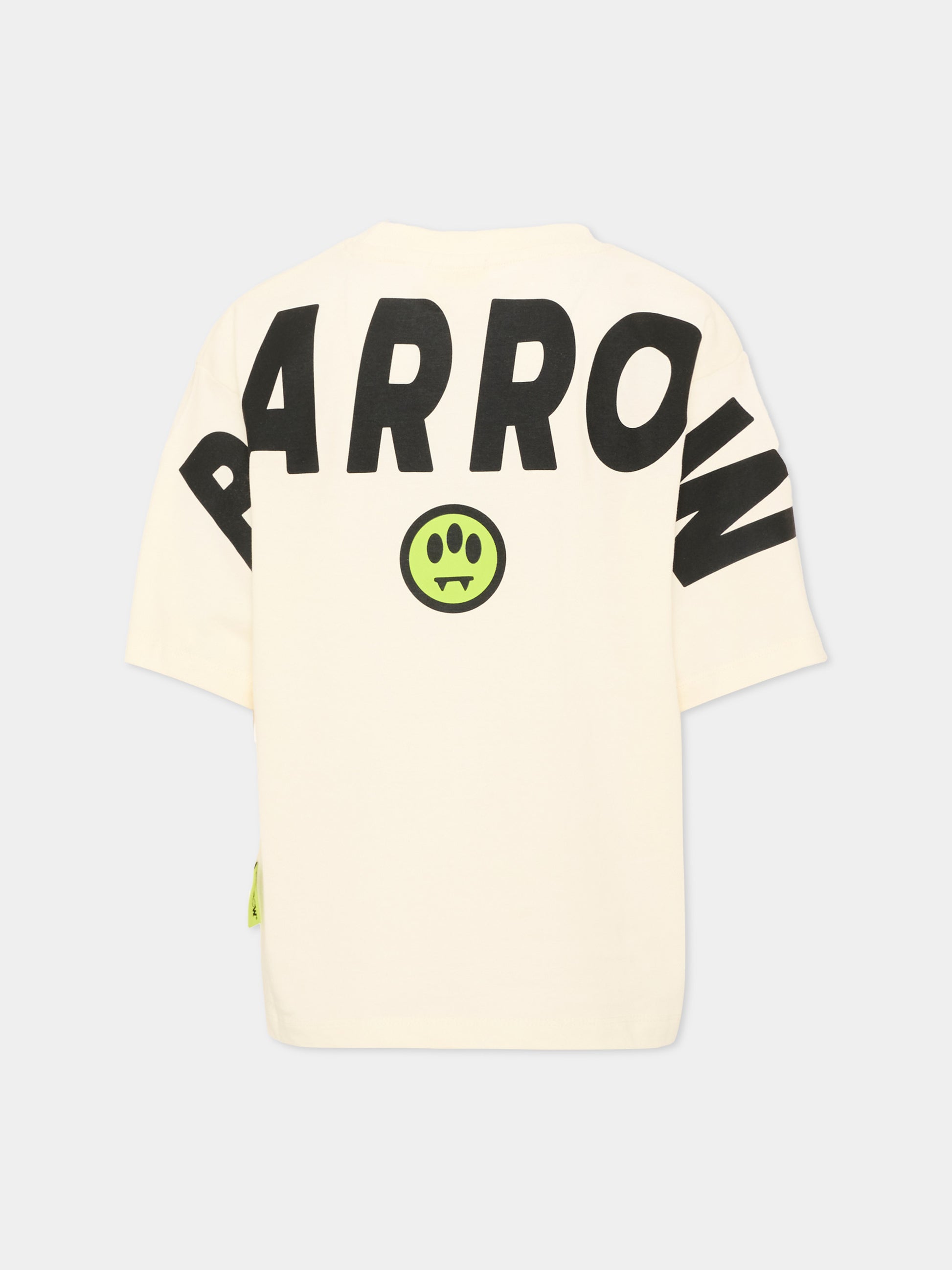 T-shirt avorio per bambini con logo,Barrow,F6BKJUTH012 013