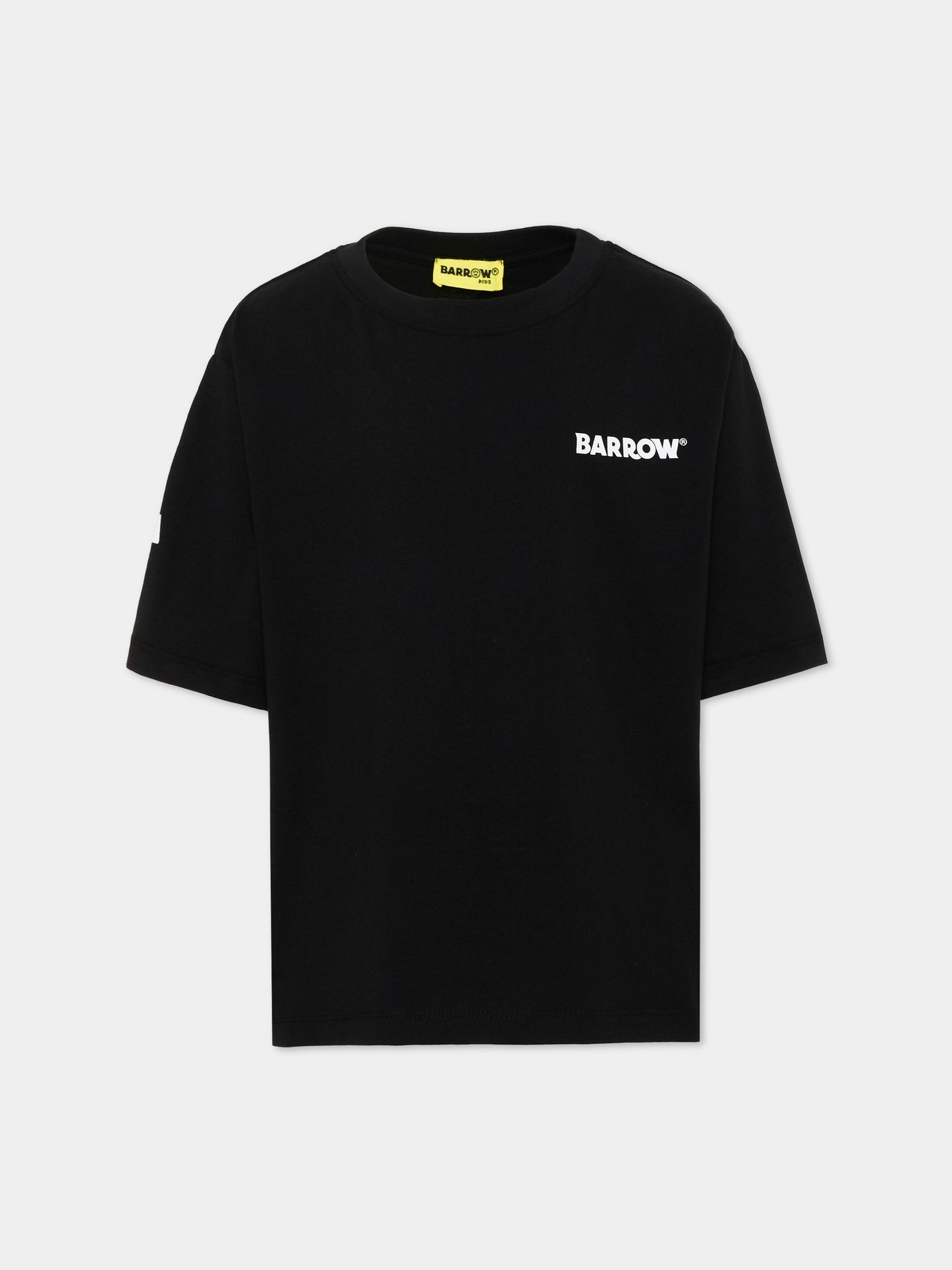 T-shirt a manica corta nera con logo,Barrow,F6BKJUTH012 110