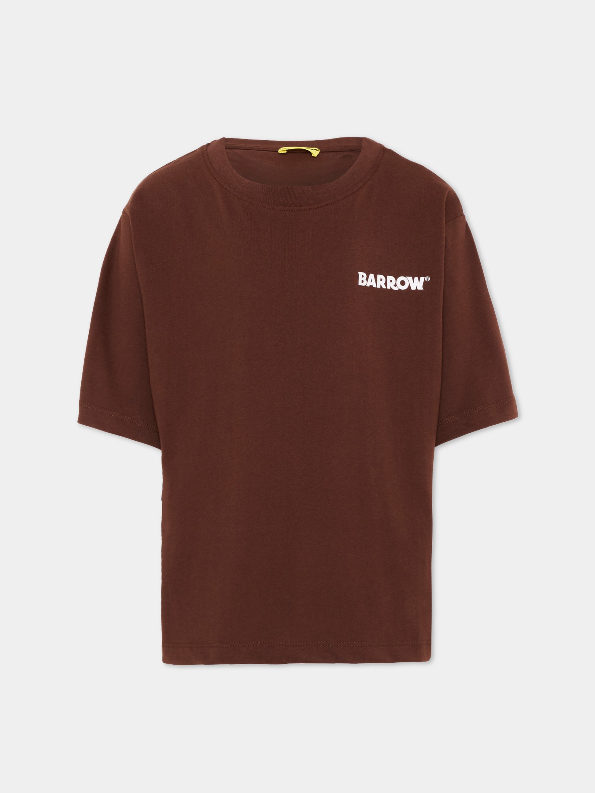 T-shirt marrone per bambini con logo,Barrow,F6BKJUTH012 408