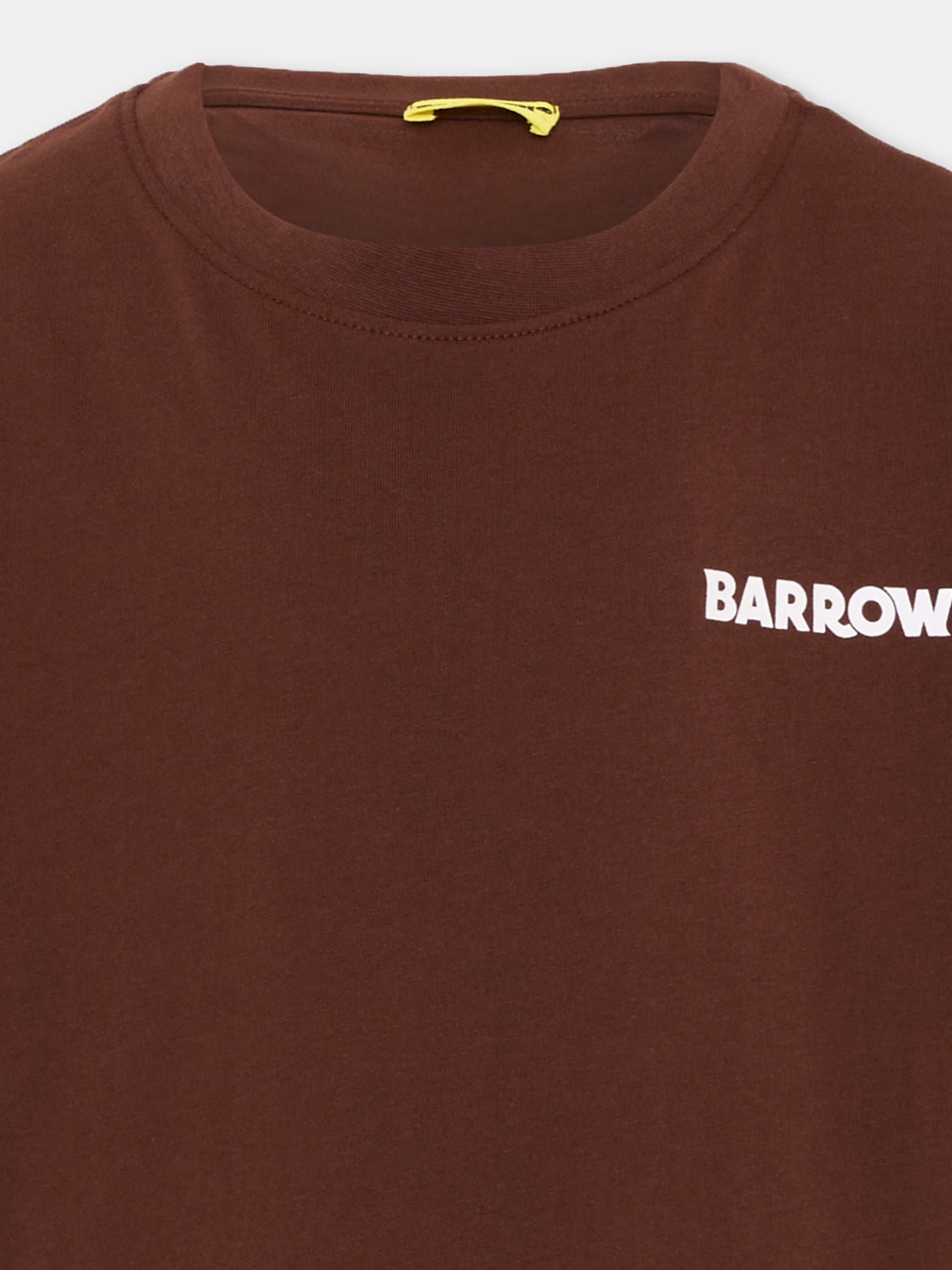 T-shirt marrone per bambini con logo,Barrow,F6BKJUTH012 408