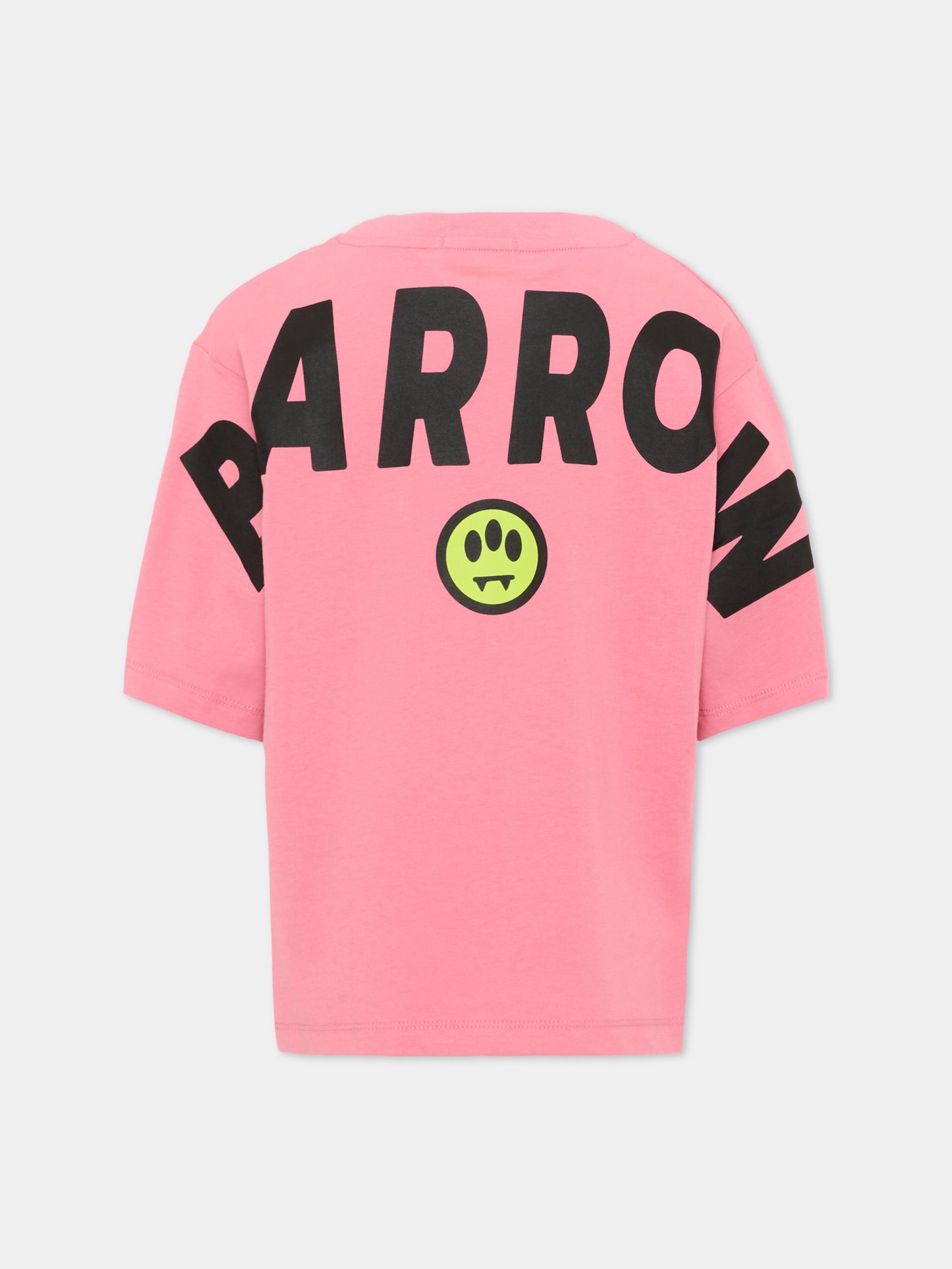 T-shirt rosa per bambina con stampa,Barrow,F6BKJUTH012 409