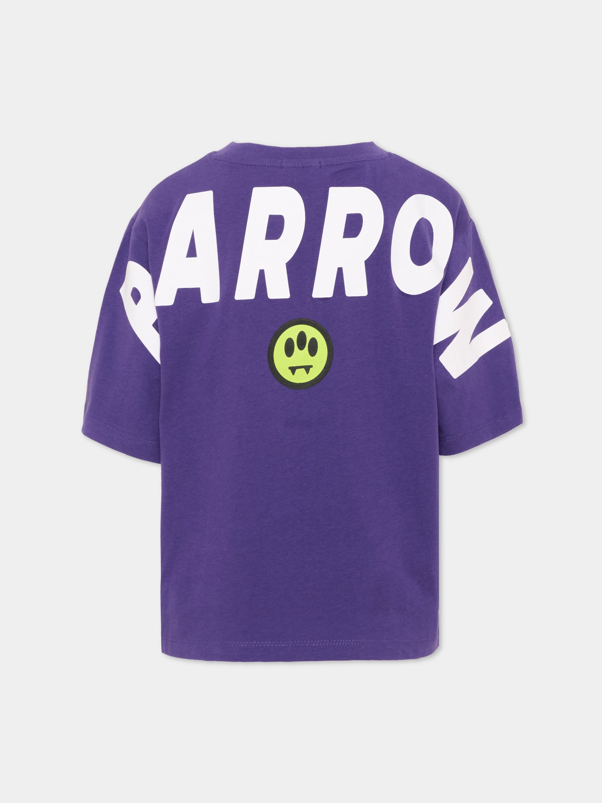 T-shirt viola per bambina con logo,Barrow,F6BKJUTH012 410