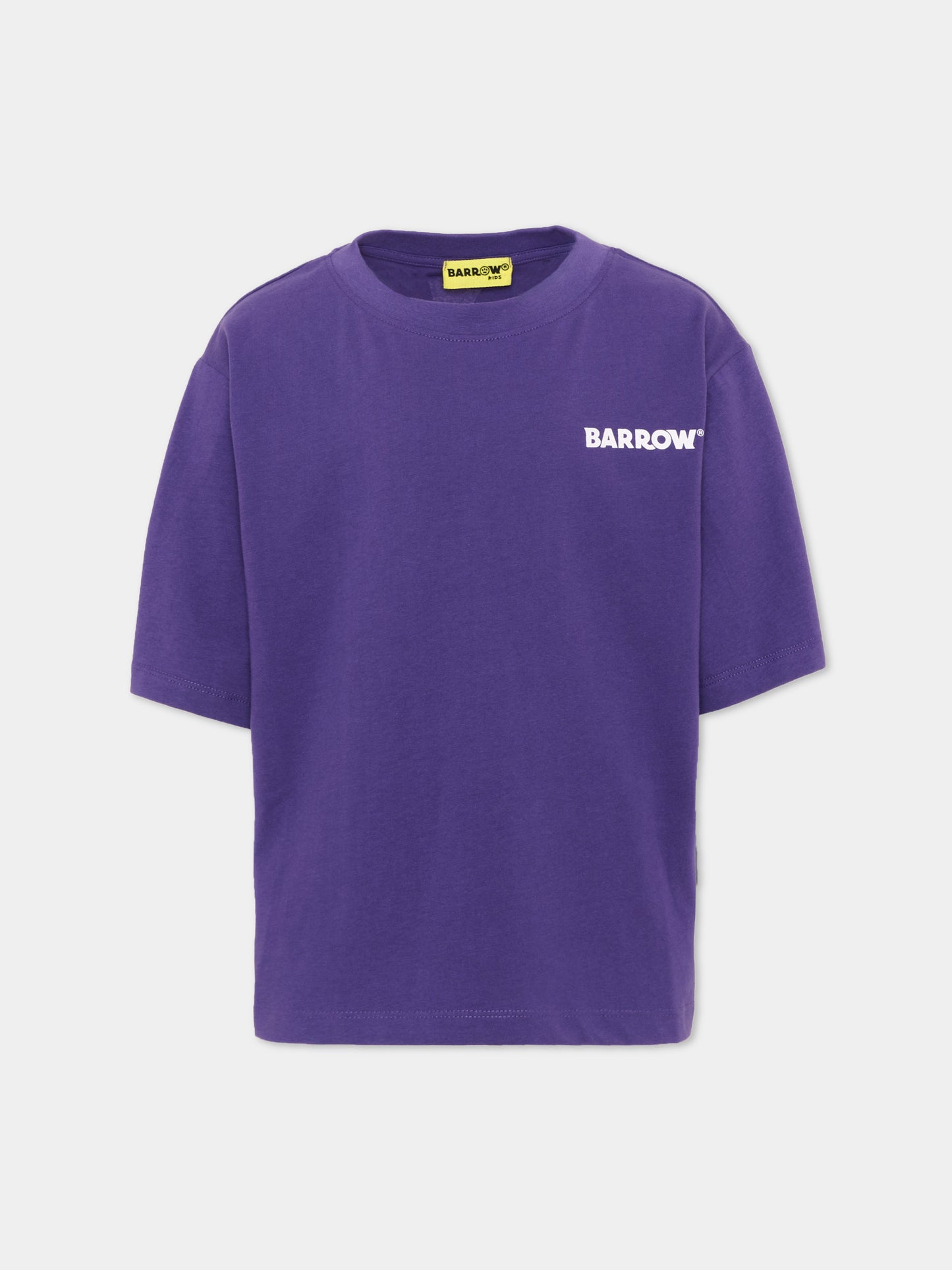 T-shirt viola per bambina con logo,Barrow,F6BKJUTH012 410