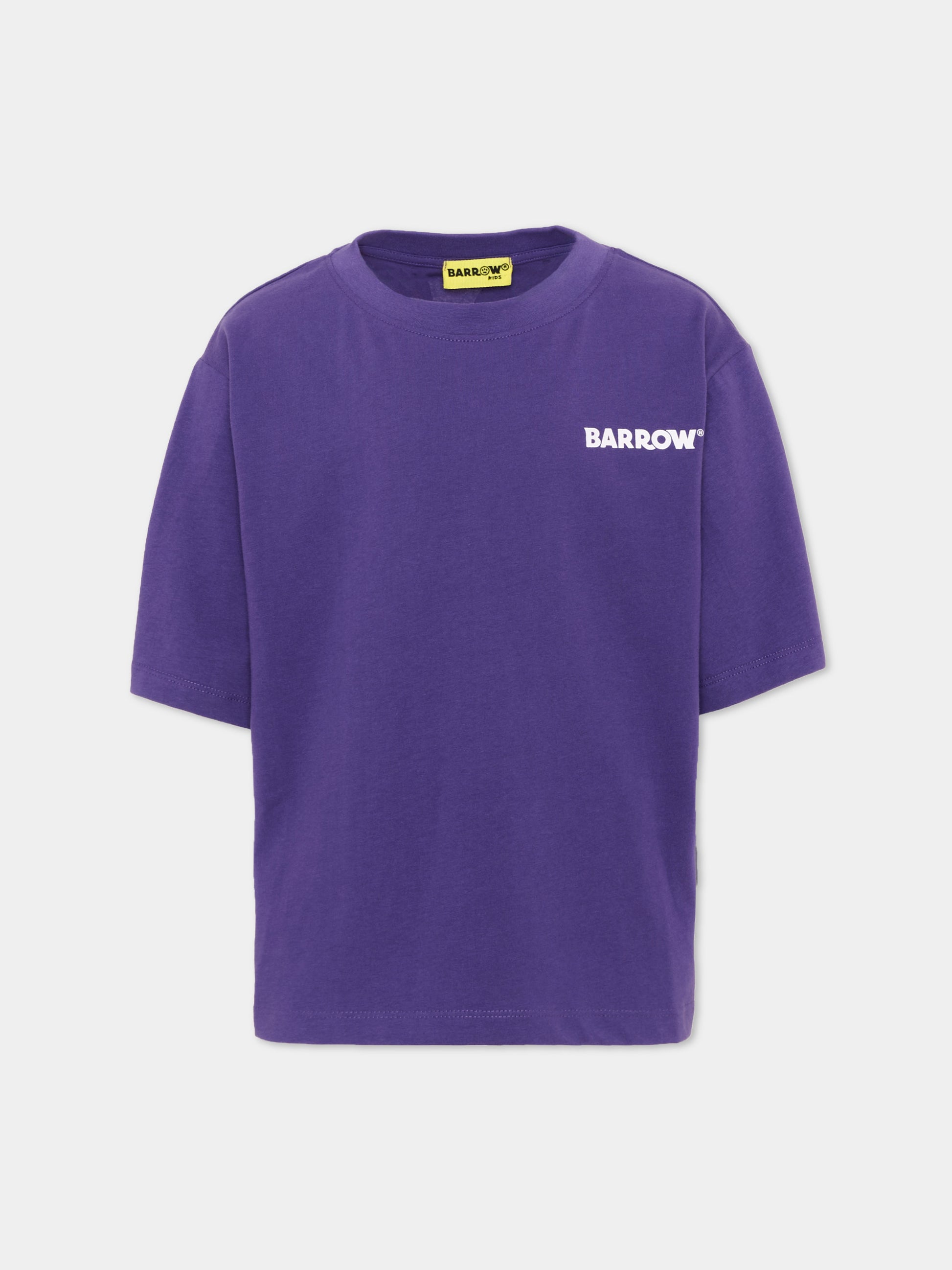 T-shirt viola per bambina con logo,Barrow,F6BKJUTH012 410