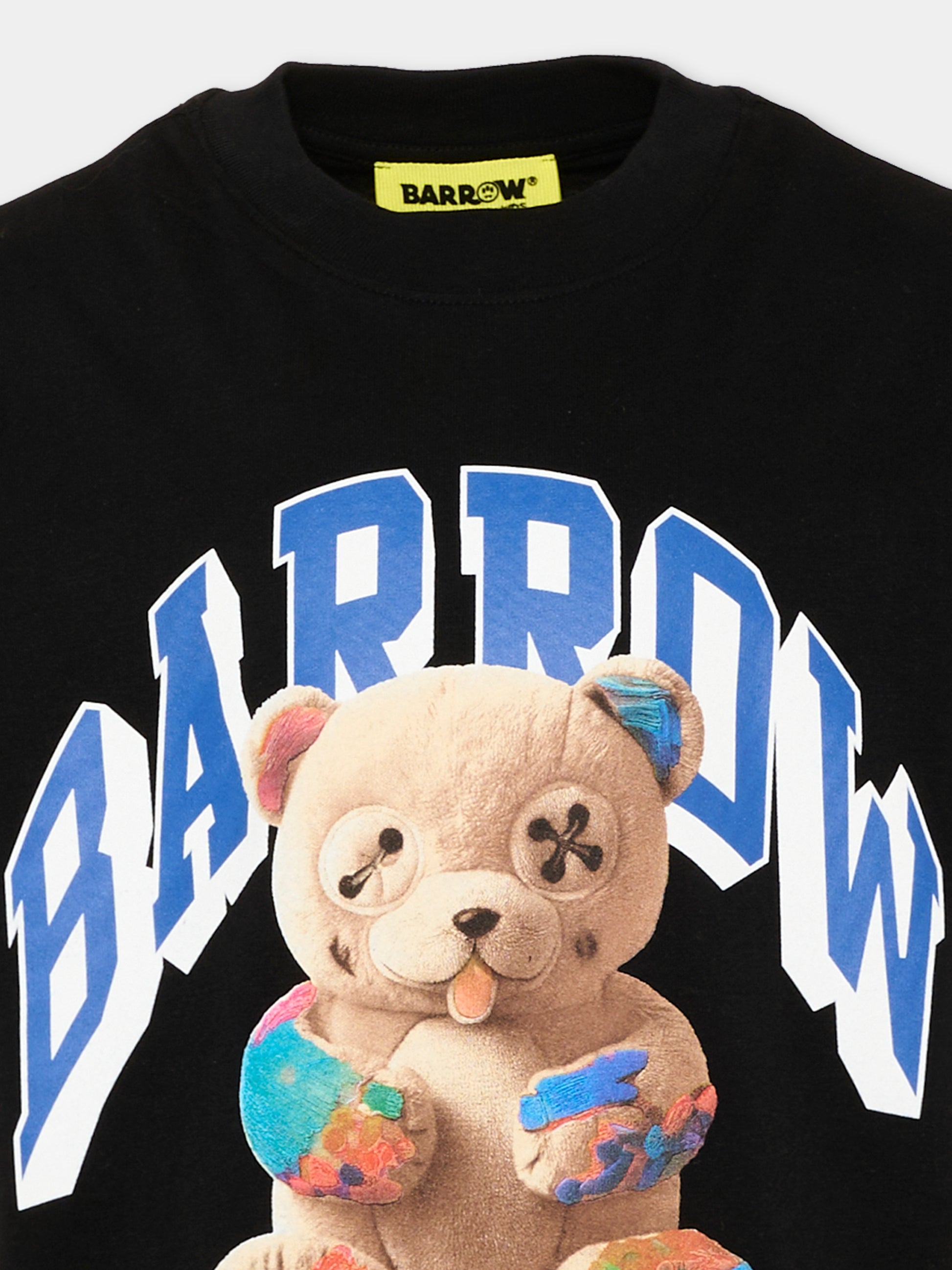 T-shirt nera per bambini con stampa,Barrow,F6BKJUTH027 110