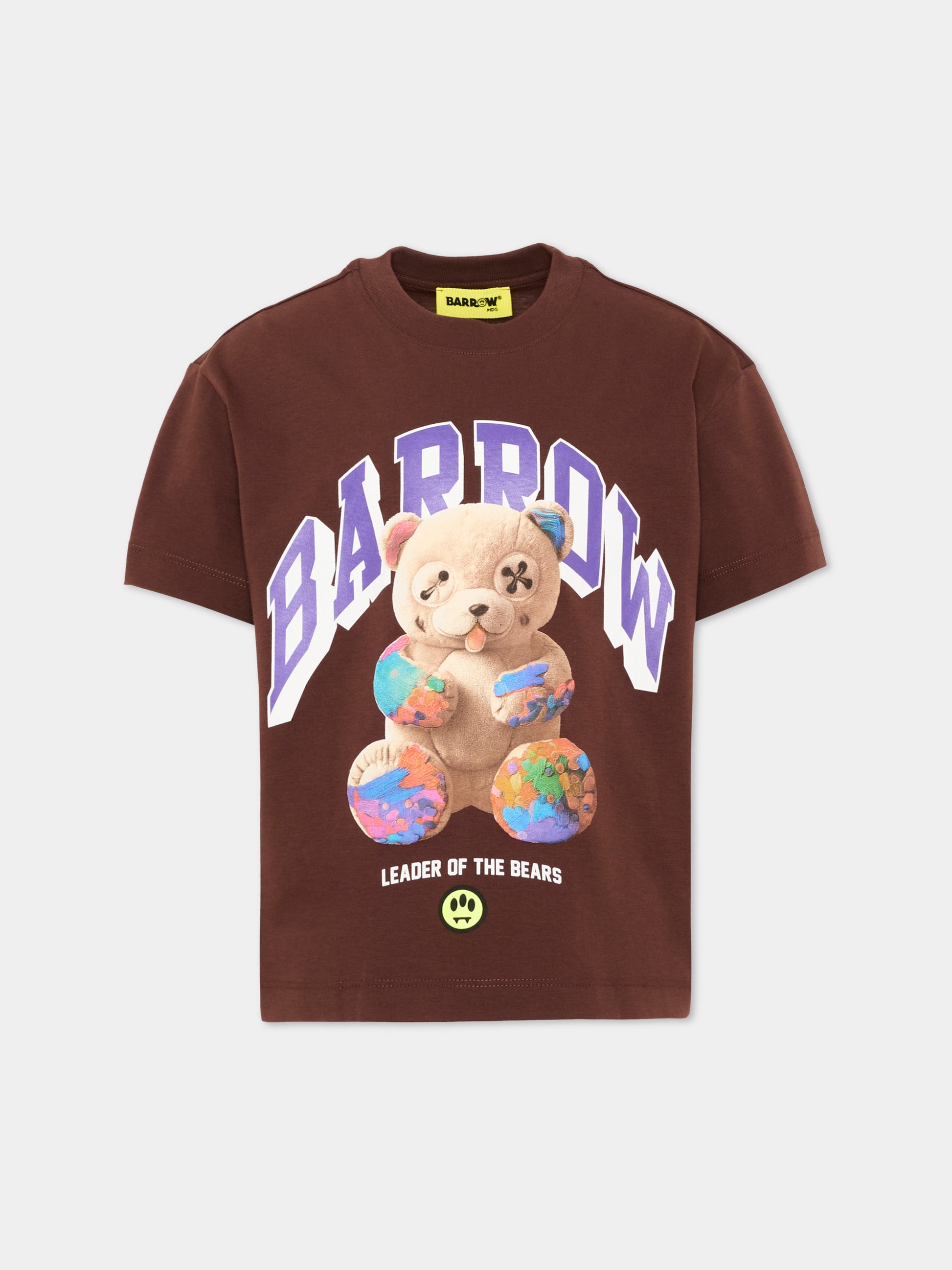 T-shirt marrone con stampa orsetto,Barrow,F6BKJUTH027 408