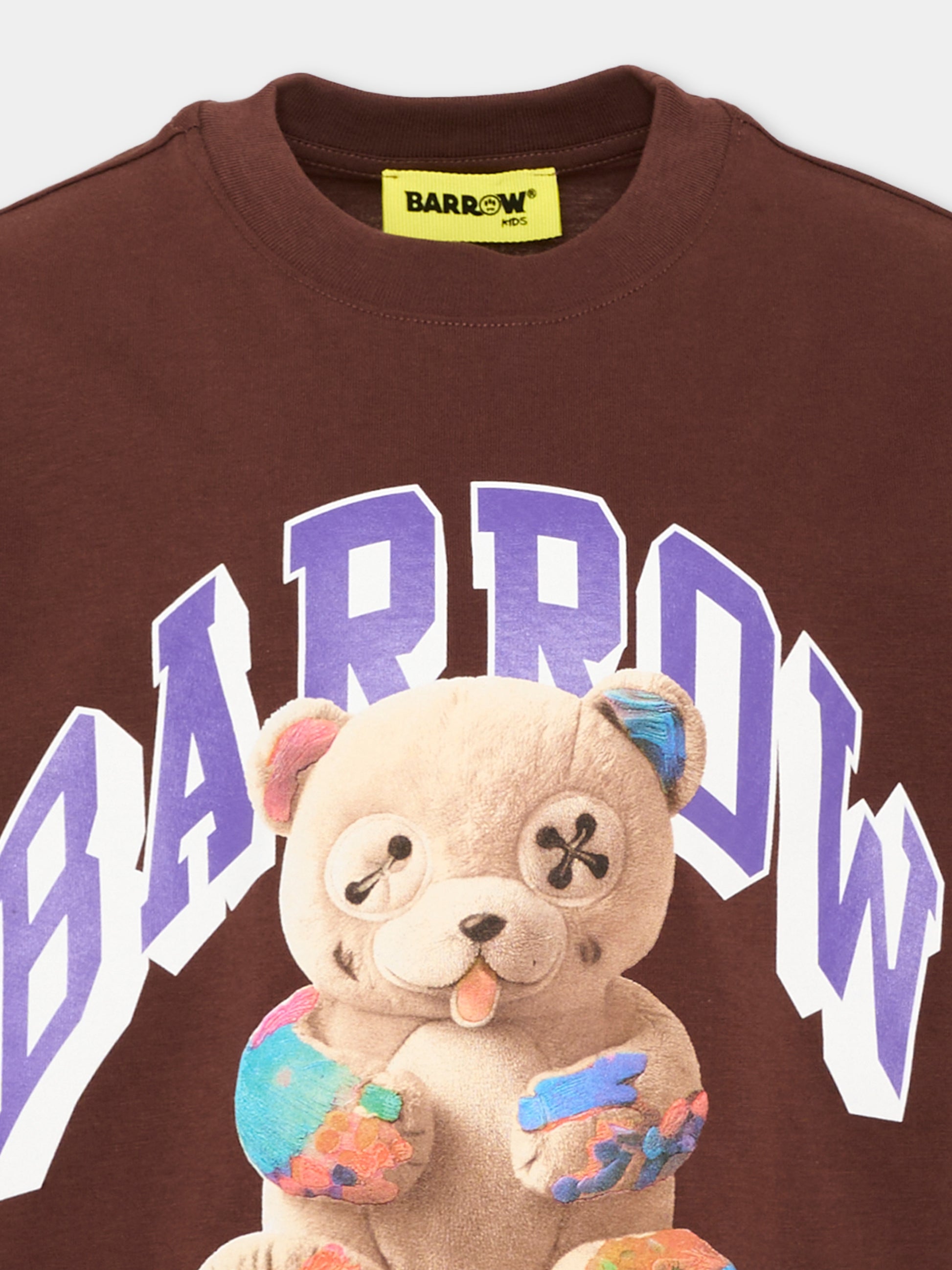 T-shirt marrone con stampa orsetto,Barrow,F6BKJUTH027 408