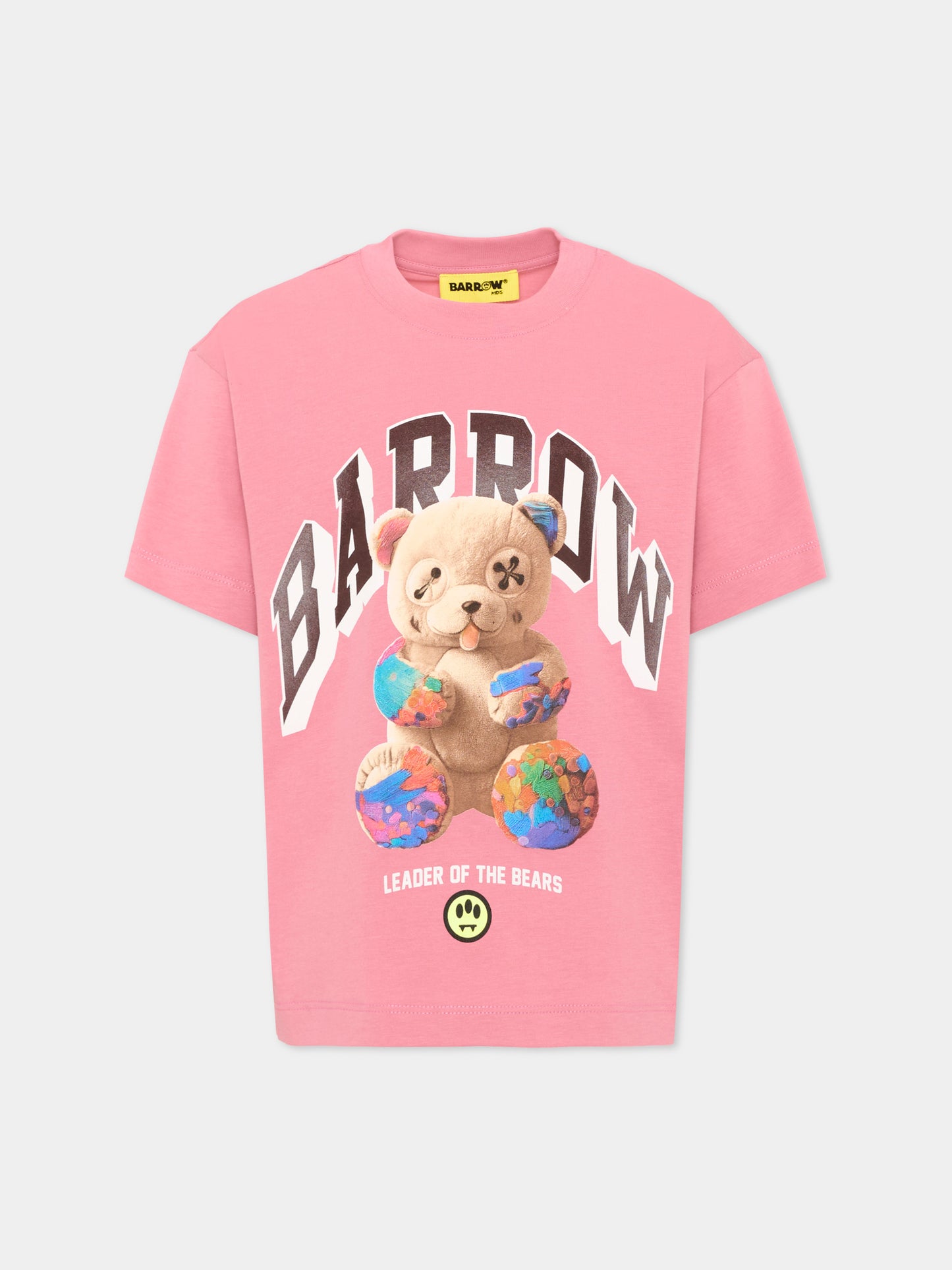 T-shirt rosa per bambina con stampa,Barrow,F6BKJUTH027 409