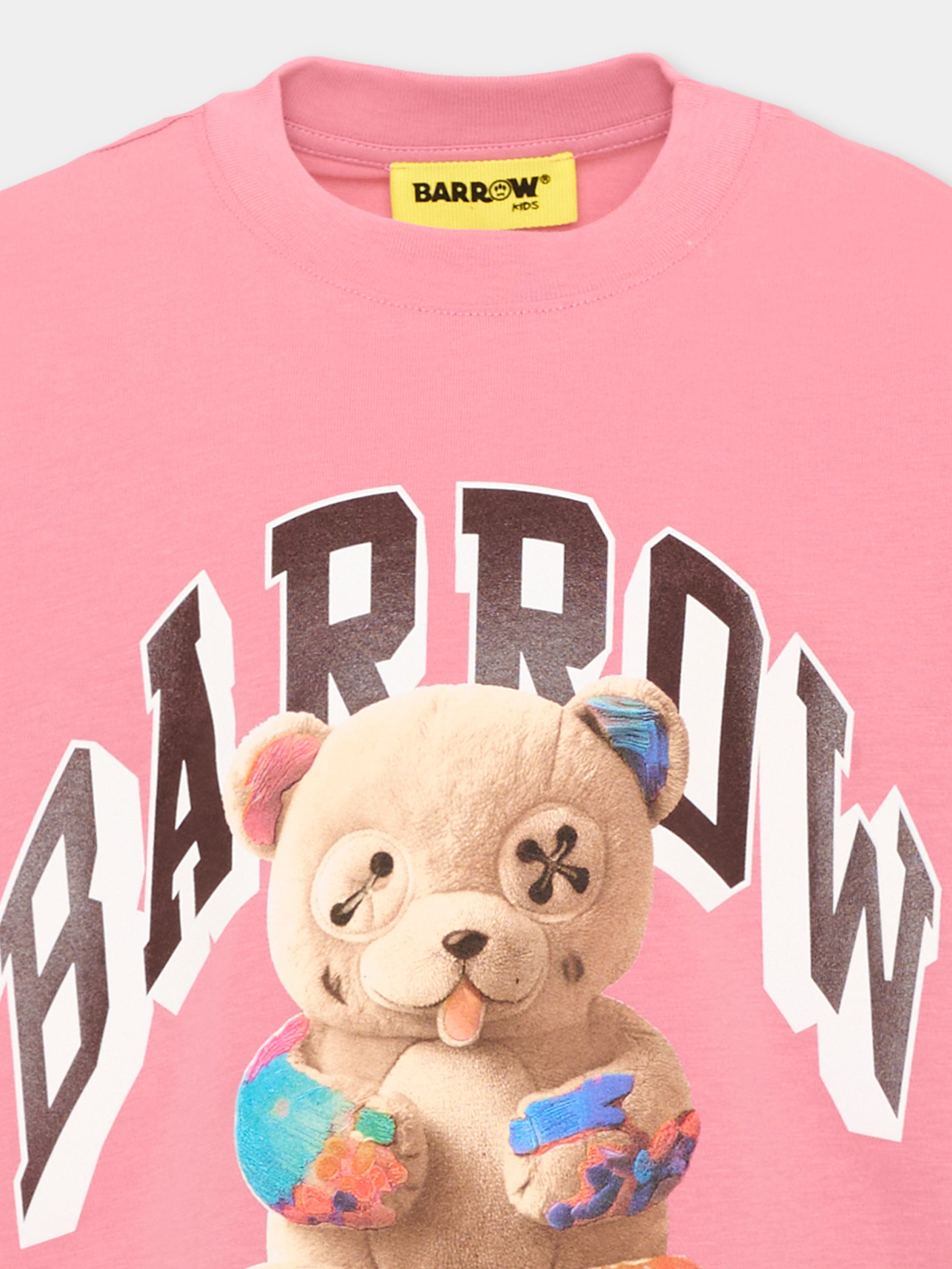 T-shirt rosa per bambina con stampa,Barrow,F6BKJUTH027 409