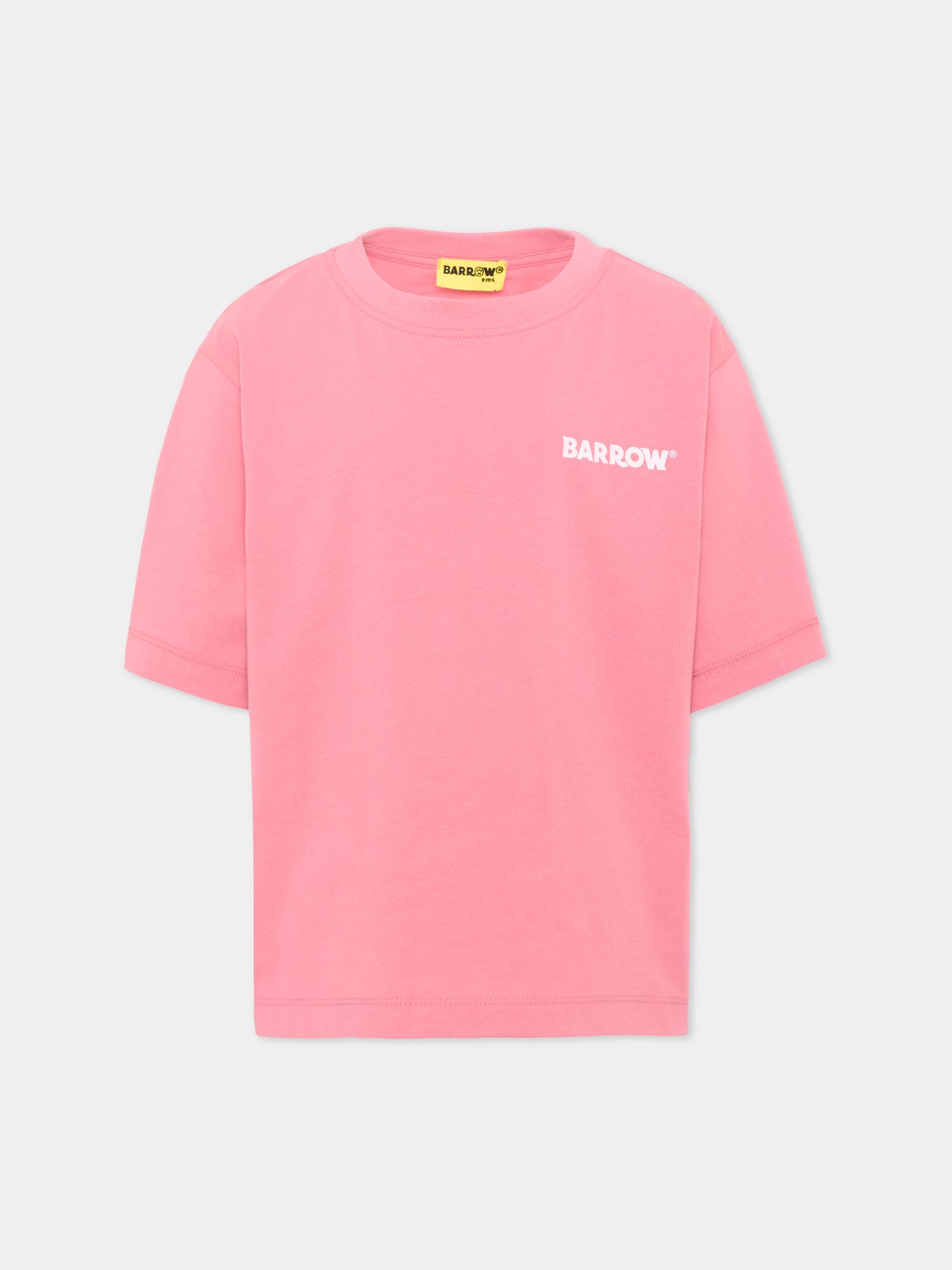 T-shirt rosa per bambina con stampa,Barrow,F6BKJUTH033 409
