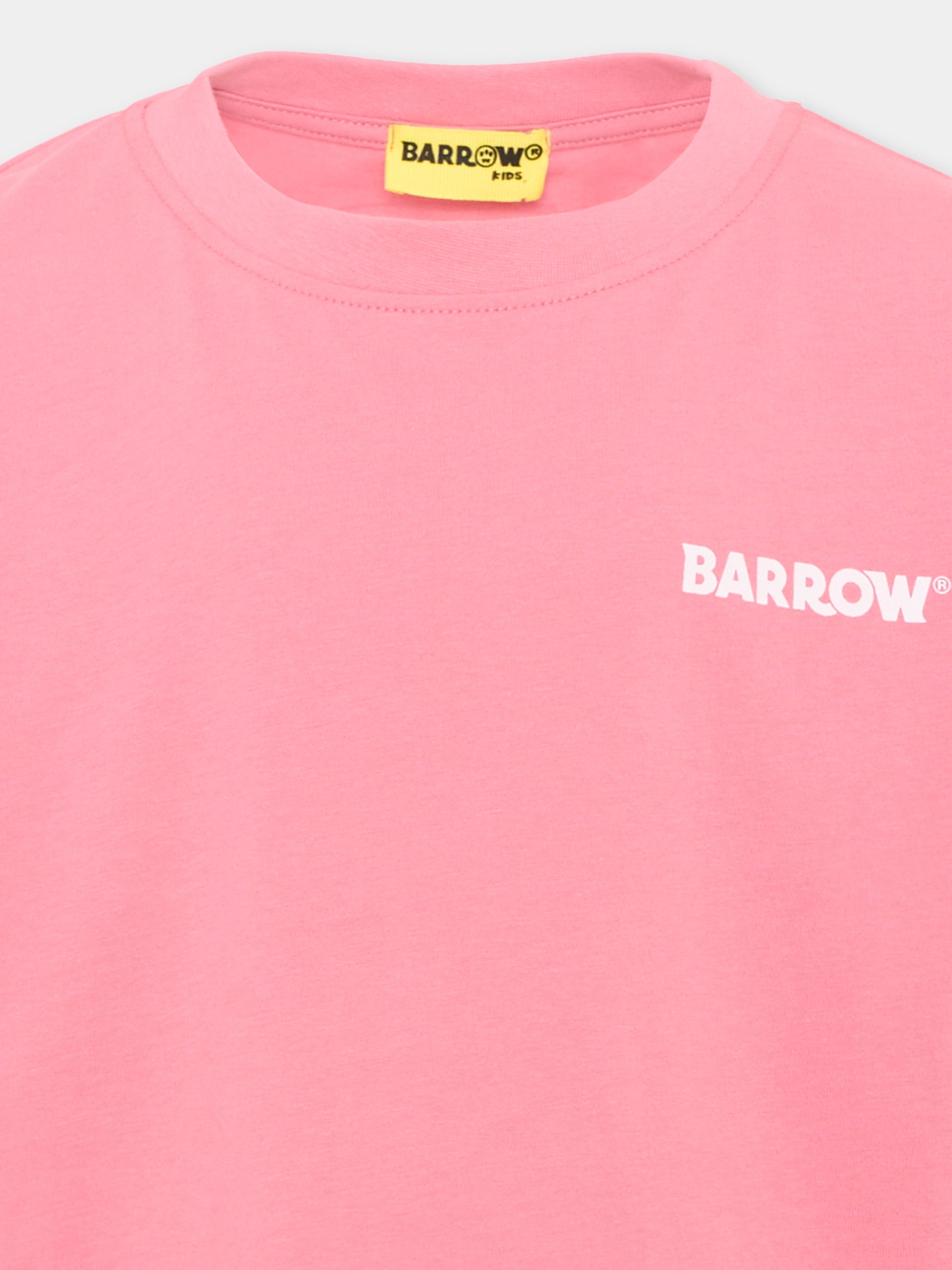 T-shirt rosa per bambina con stampa,Barrow,F6BKJUTH033 409